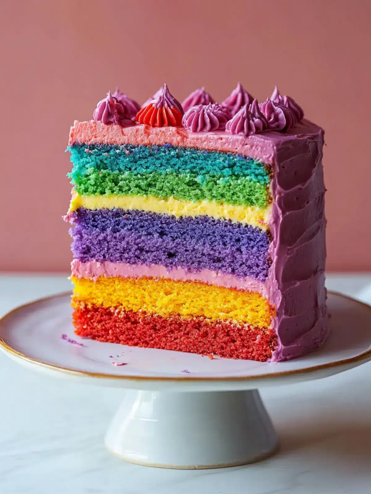 Delightful Rainbow Layer Cake with Fudgy Chocolate Frosting 2 Rainbow Layer Cake