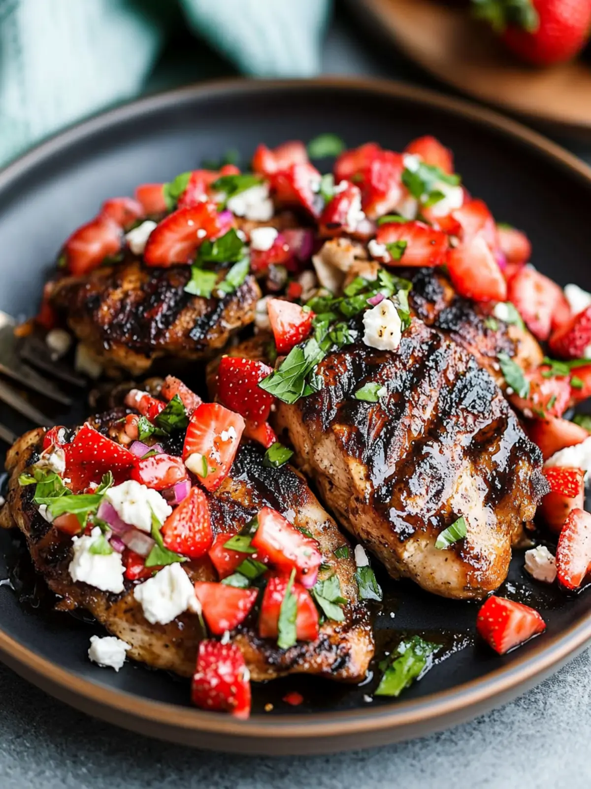 Grilled Balsamic Chicken with Strawberries & Feta Delight 4 Grilled Balsamic Chicken with Strawberries & Feta