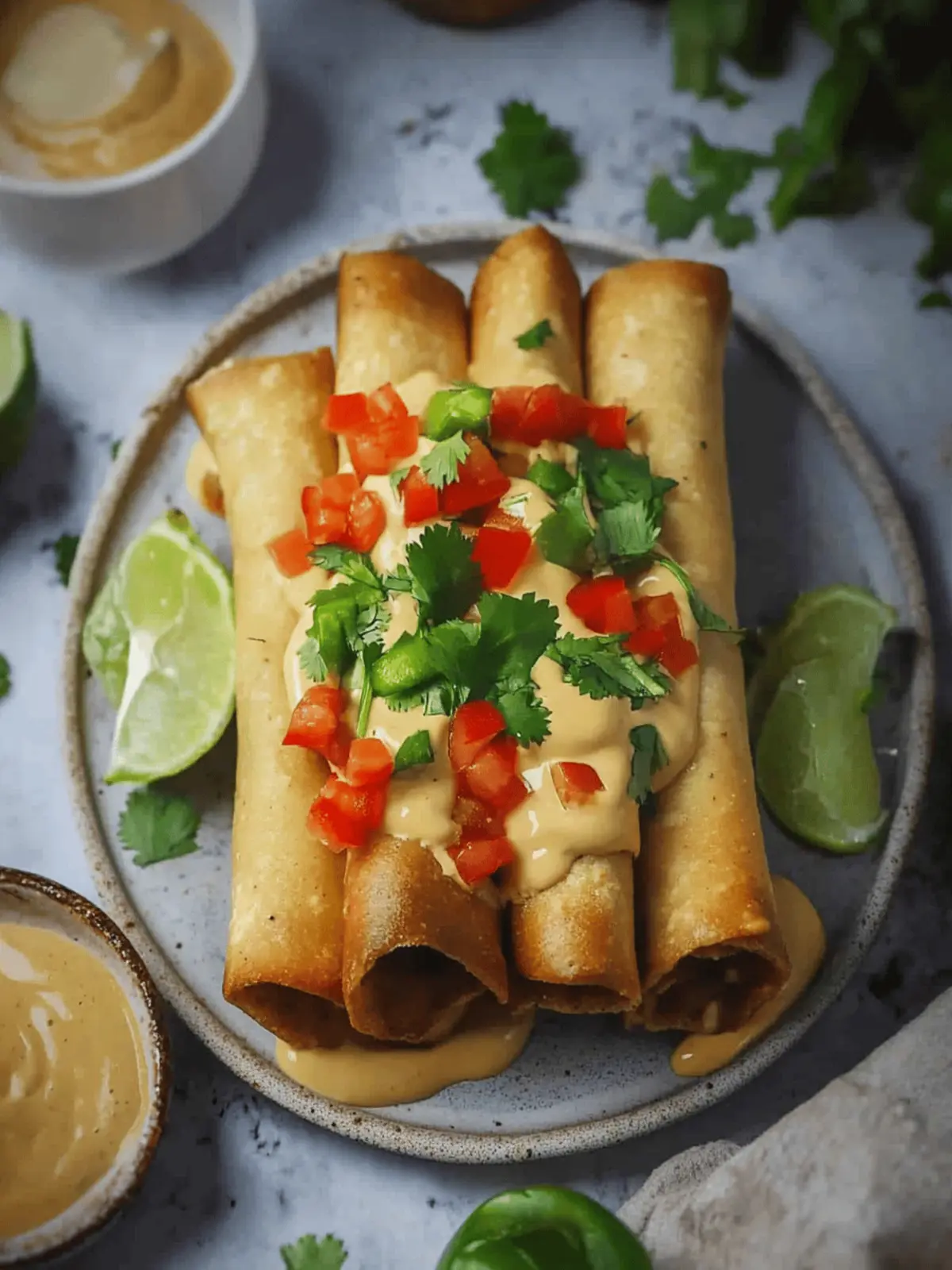 Crispy Vegan Flautas: Delicious Vegetarian Taquitos Made Easy 3 Vegan Flautas (Vegetarian Taquitos)
