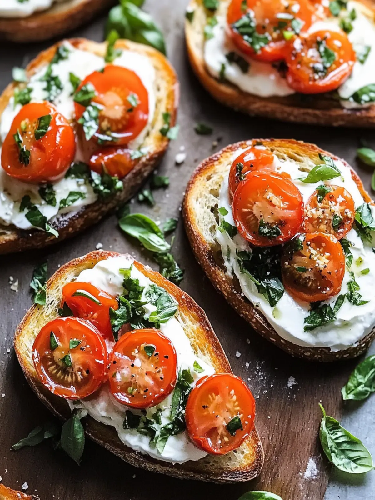 Marinated Tomato Toast with Creme Fraiche & Fresh Herbs Bliss 2 Marinated Tomato Toast with Creme Fraiche & Fresh Herbs Bliss