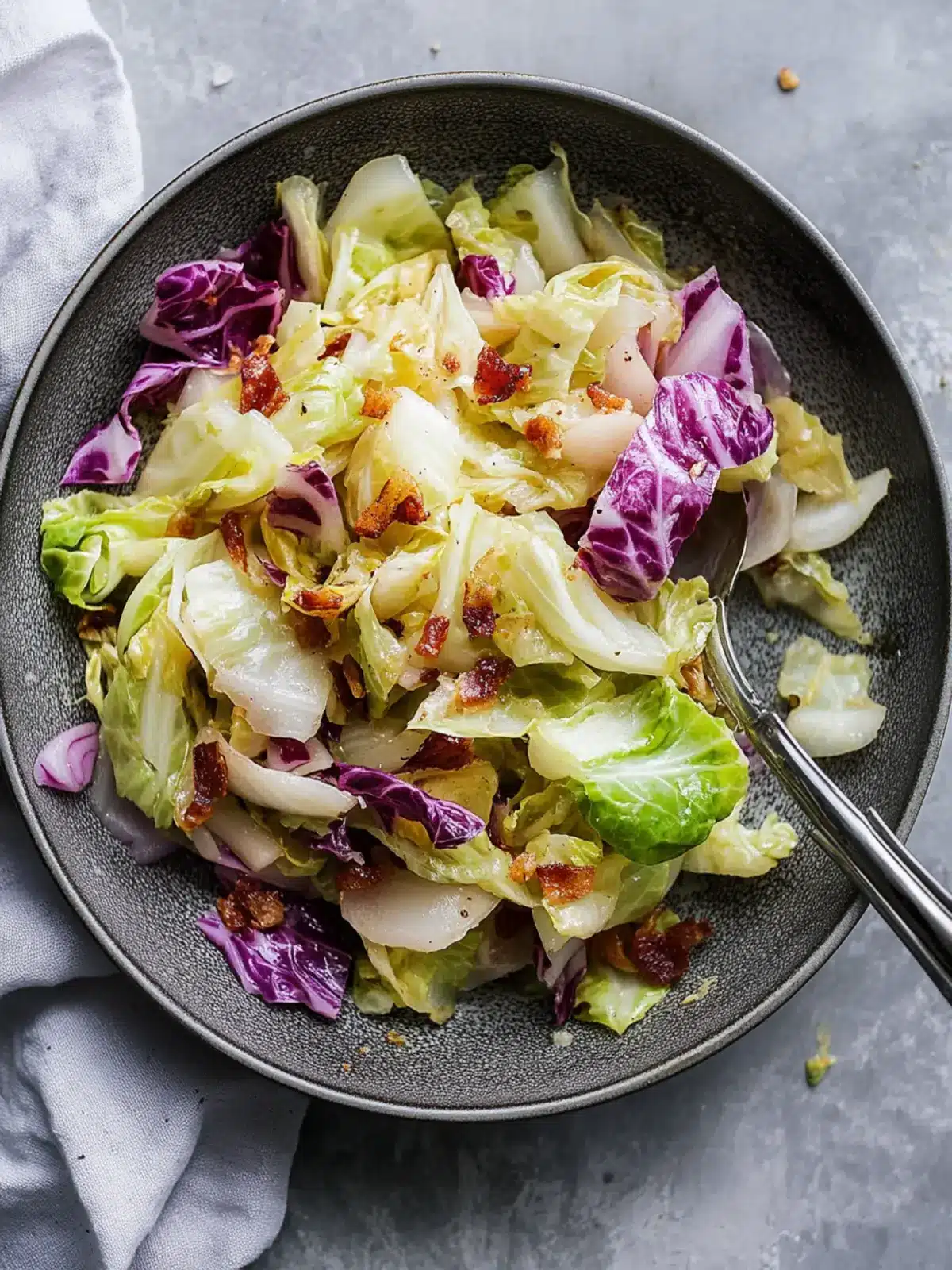 Irresistibly Savory Fried Cabbage with Crunchy Chicken Bacon 3 Fried Cabbage