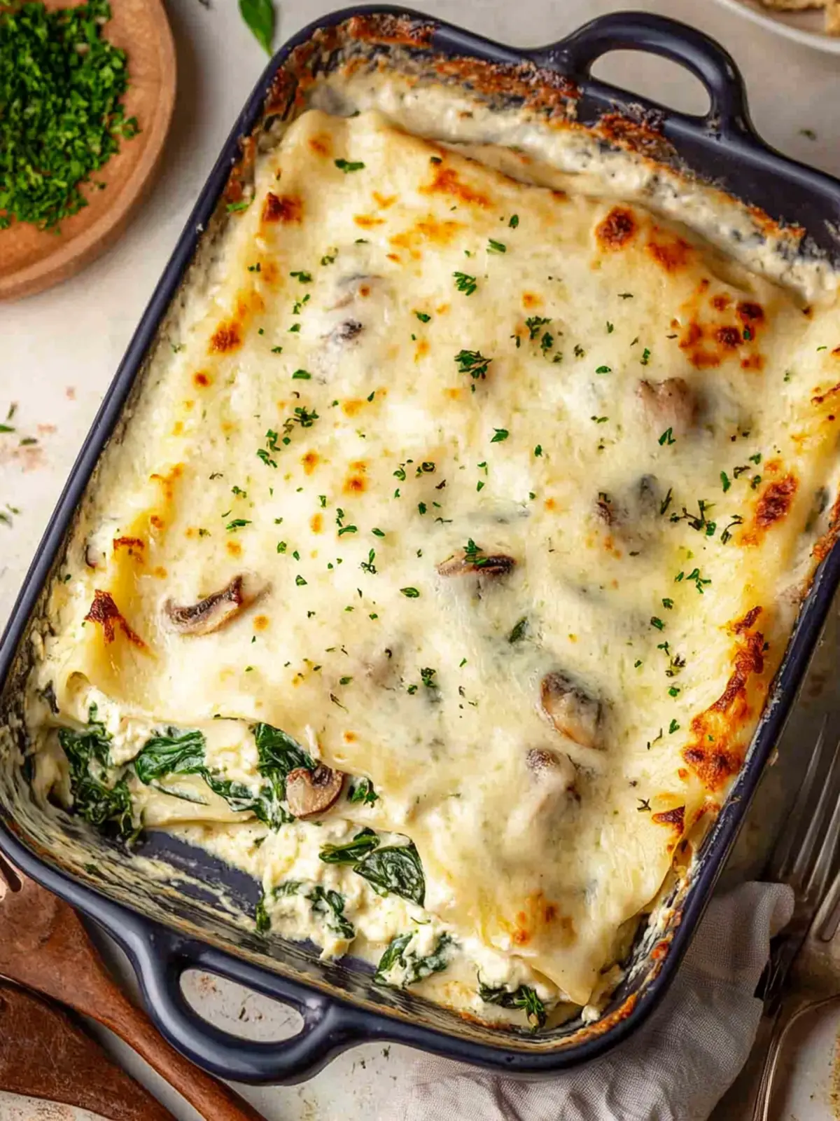 Heavenly White Lasagna with Spinach and Mushrooms Delight 2 White Lasagna with Spinach and Mushrooms