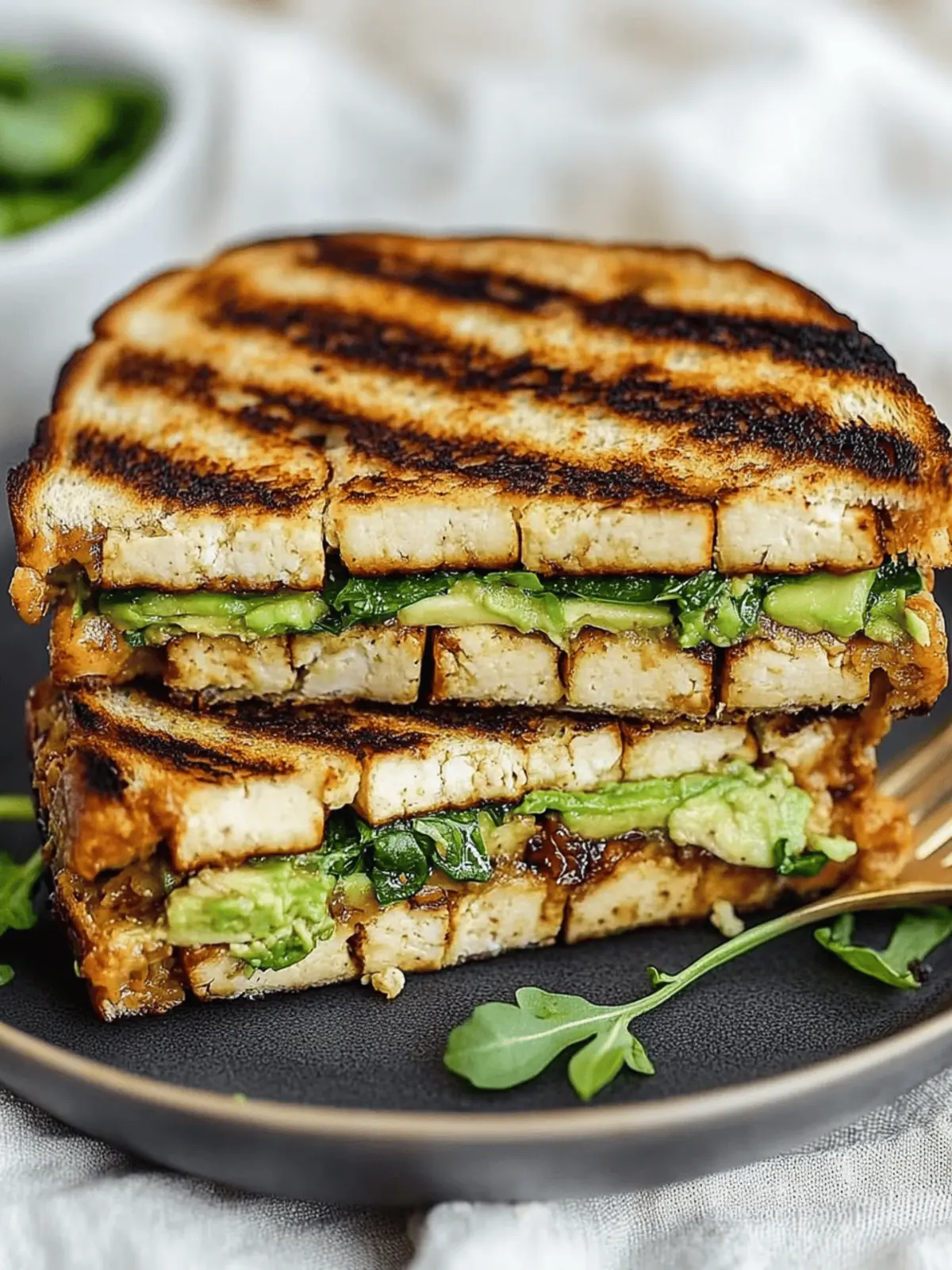Savory Vegan Panini with Marinated Tofu and Avocado Delight 3 Vegan Panini with Marinated Tofu and Avocado