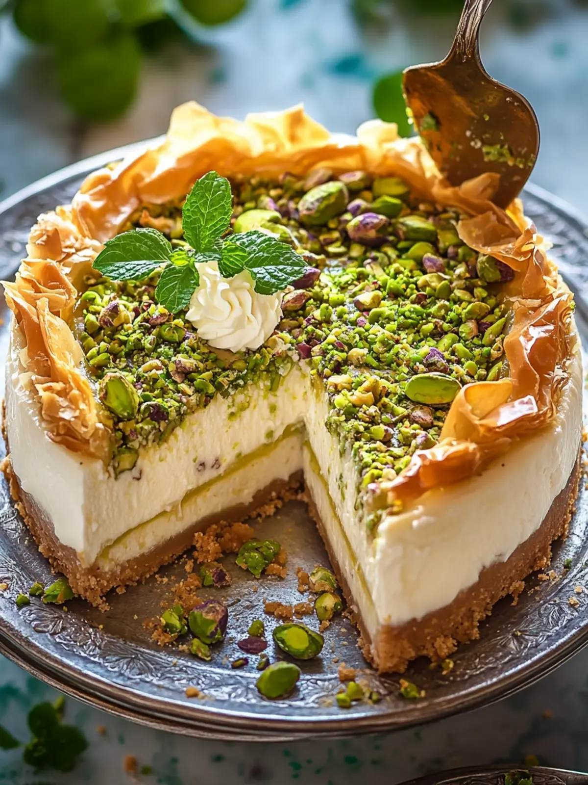 Baklava Pistachio Cheesecake: A Creamy Dream Dessert 4 Baklava Pistachio Cheesecake