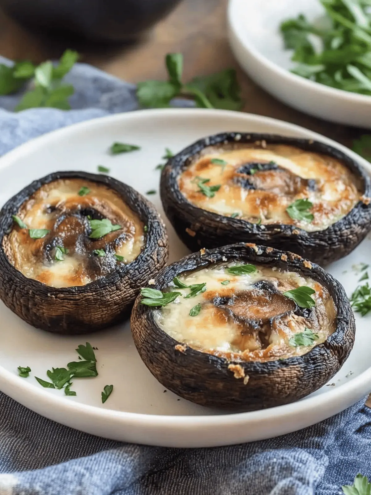 Savory Baked Portobello Mushrooms with Cheesy Goodness 4 Baked portobello mushrooms