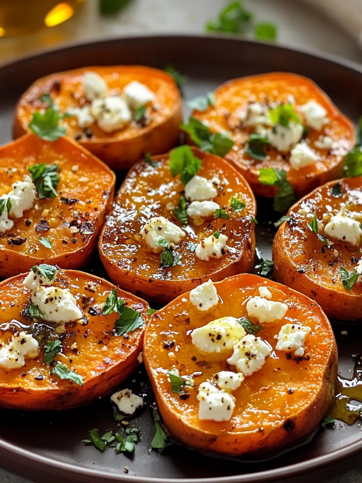 Irresistible Roasted Sweet Potato Rounds with Honey & Feta Delight 4 Roasted Sweet Potato Rounds with Honey & Feta