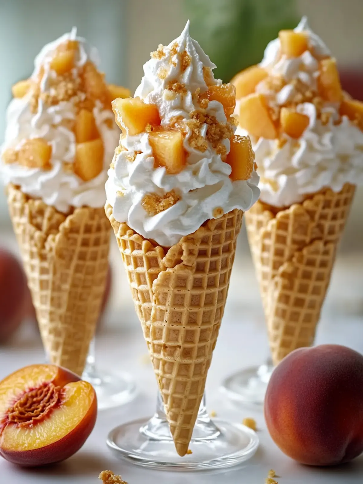 Peach Cobbler Cheesecake Cones: Your Sweet Summer Escape 2 Peach Cobbler Cheesecake Cones