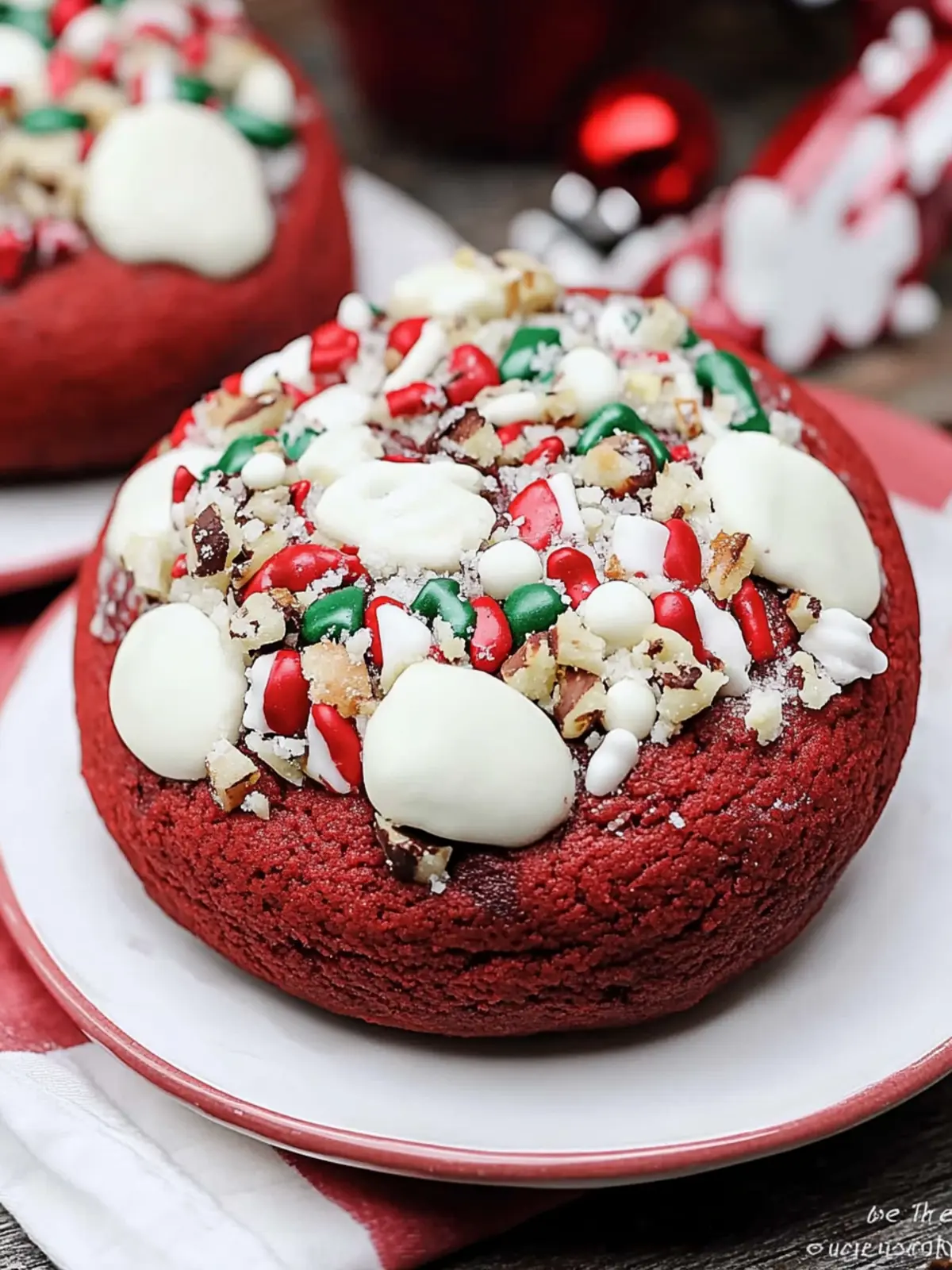 Red Velvet Santa Cookies with Irresistible Cream Cheese Icing 2 Red Velvet Santa Cookies