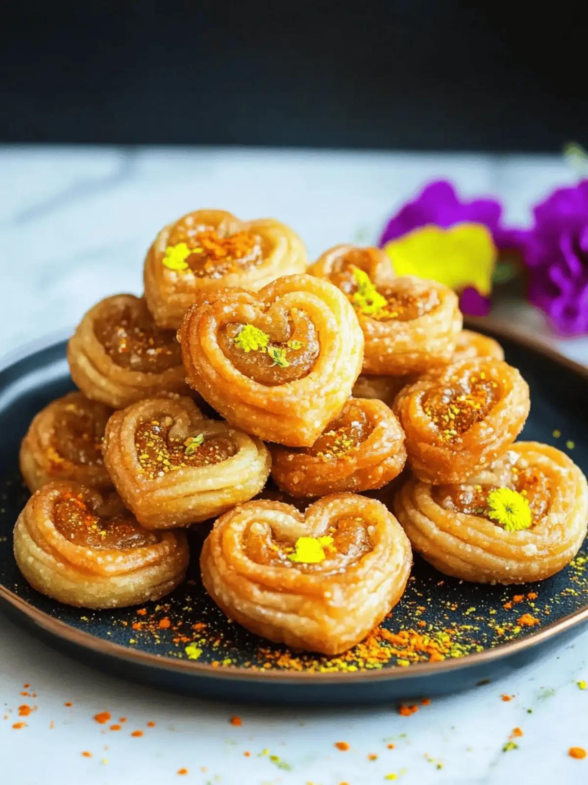Gujiya Hearts: Flaky, Fun, Full of Flavor for Diwali Joy! 2 Gujiya Hearts (Flaky, Fun, and Full of Flavor!) for Diwali Celebration