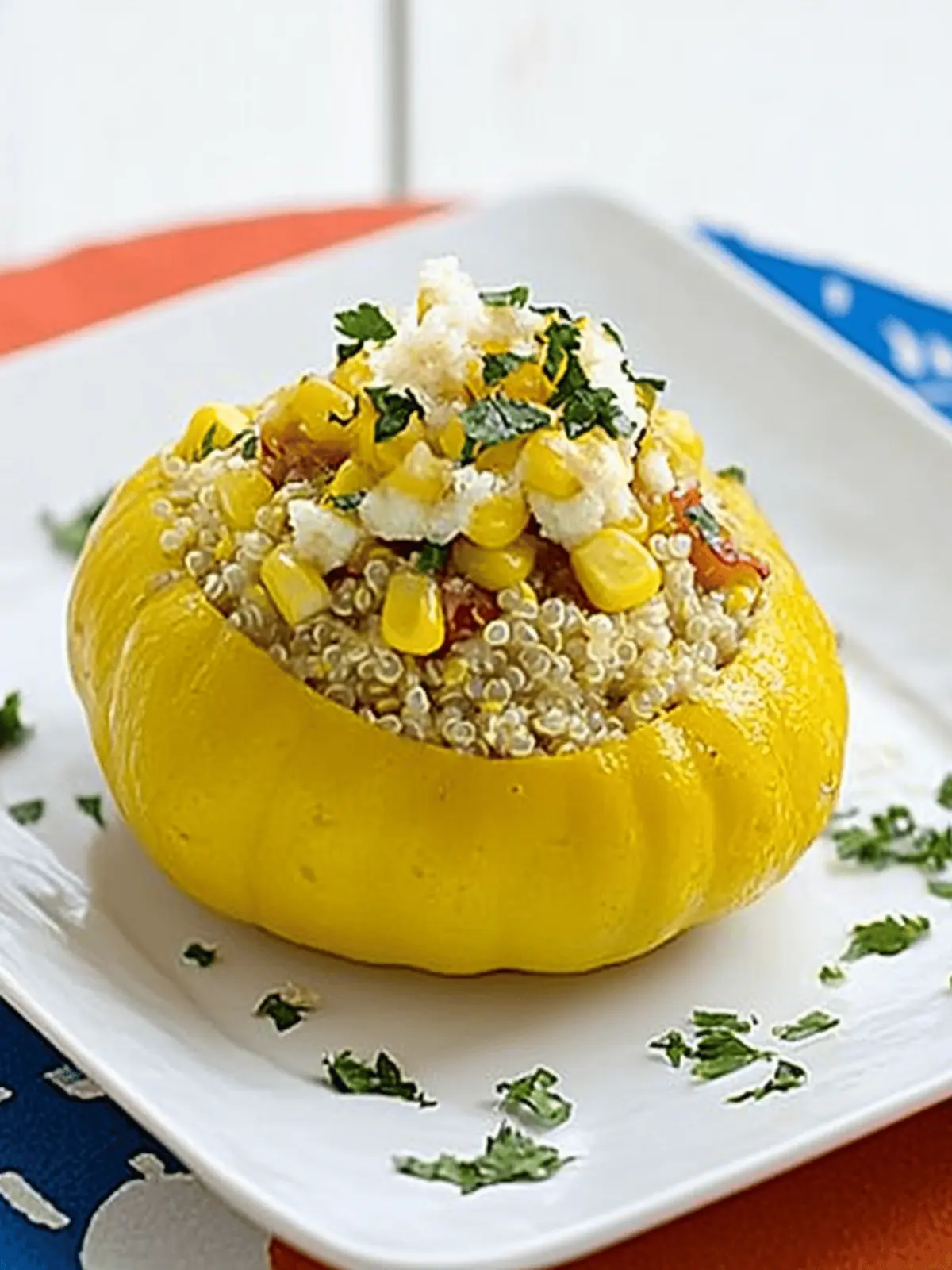 Stuffed Pattypan Squash with Quinoa and Fresh Corn Bliss 2 Stuffed Pattypan Squash with Quinoa and Fresh Corn Bliss
