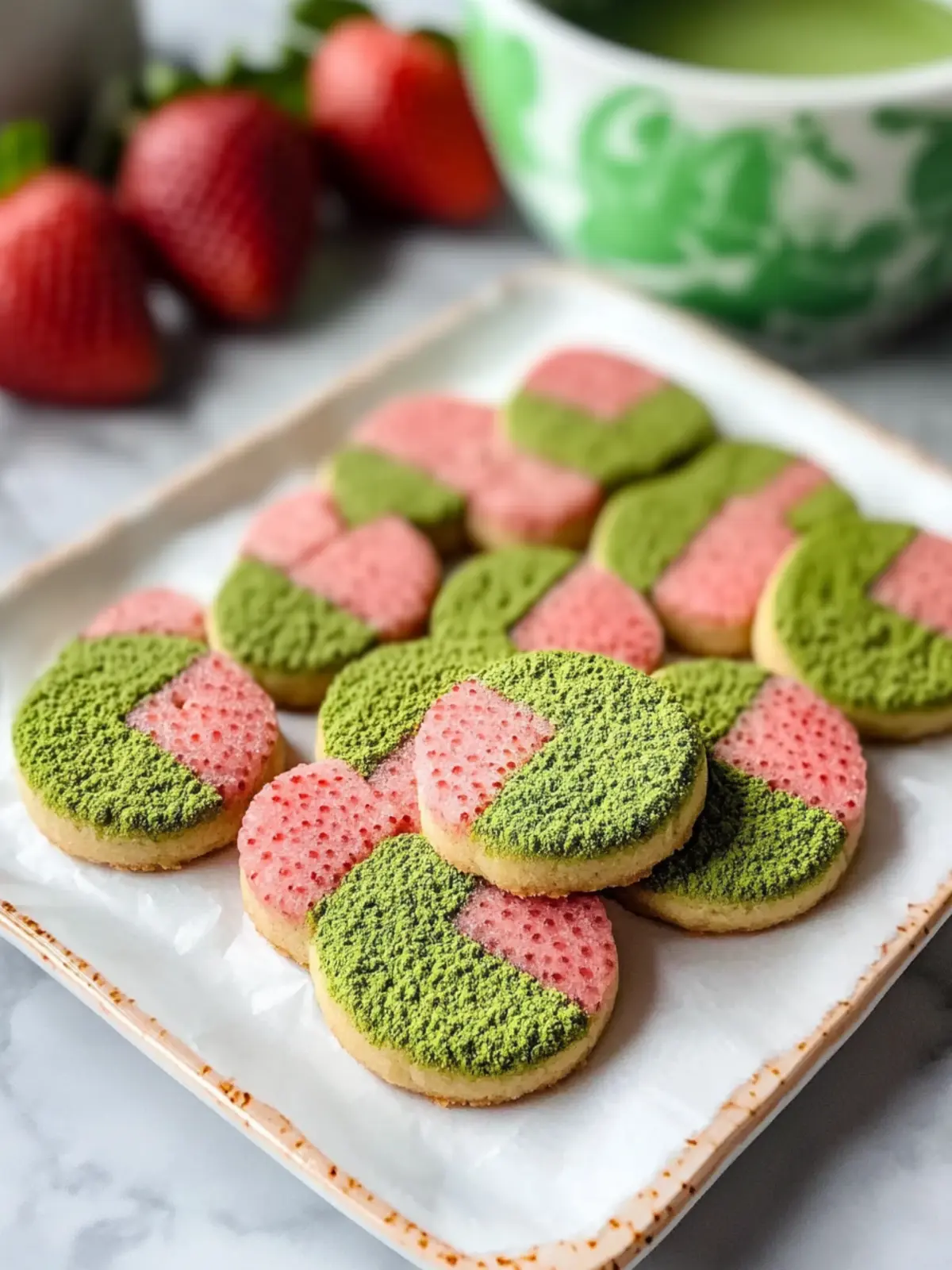 Strawberry Matcha Checkerboard Cookies That Delight and Dazzle 2 Strawberry Matcha Checkerboard Cookies
