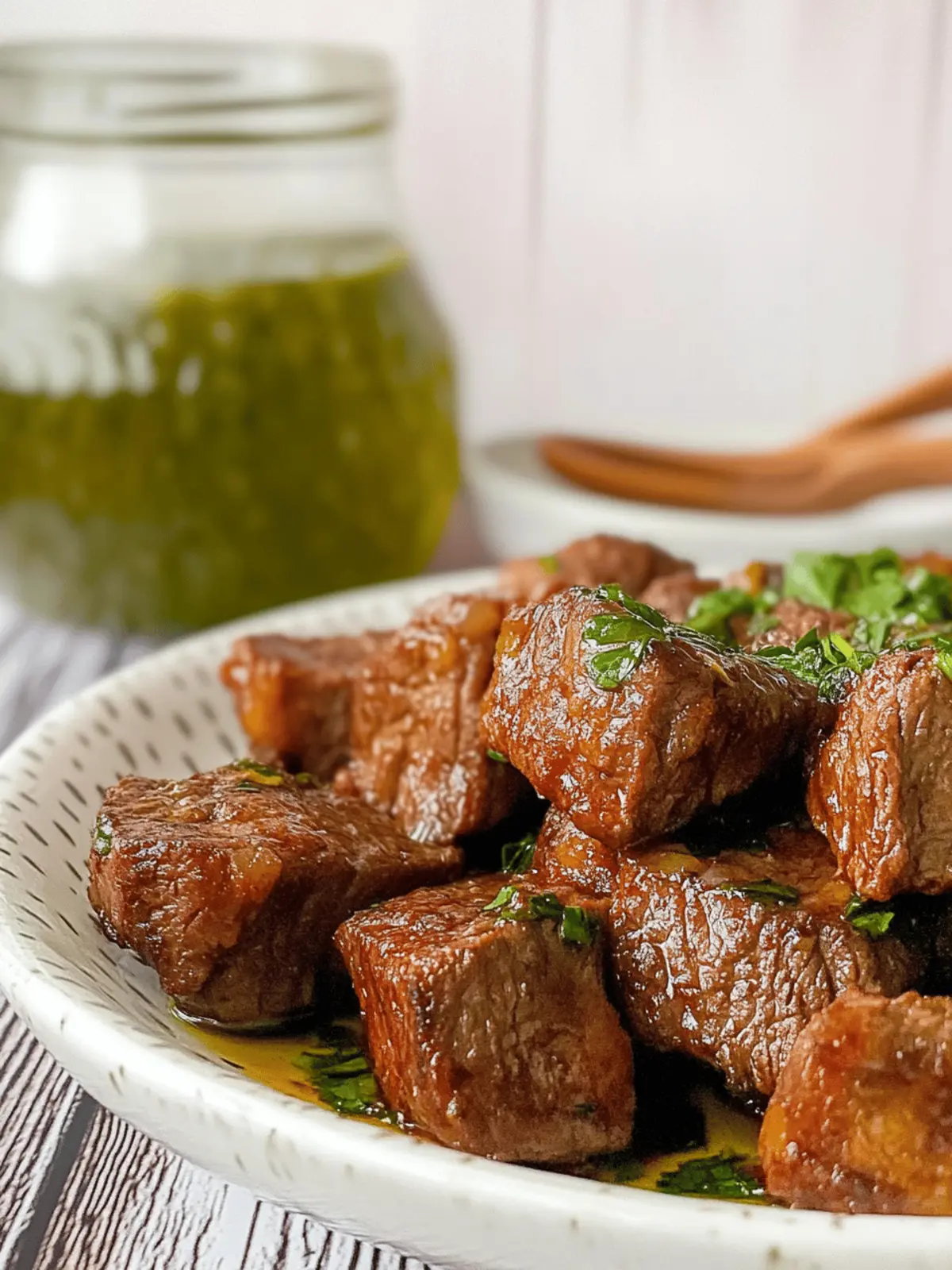 Savory Air Fryer Steak Bites with Fresh Basil Chimichurri 2 Air Fryer Steak Bites