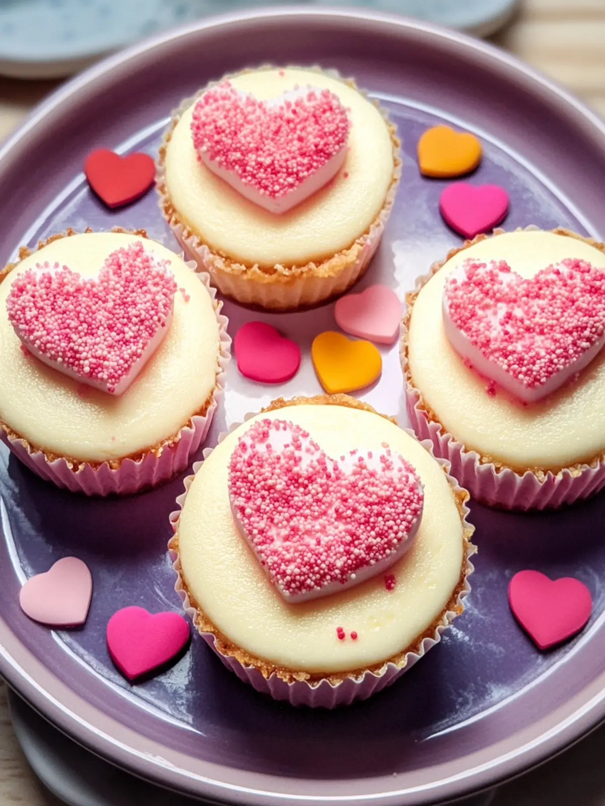 Conversation Heart Mini Cheesecakes: Sweet Bites of Joy! 4 Conversation Heart Mini Cheesecakes