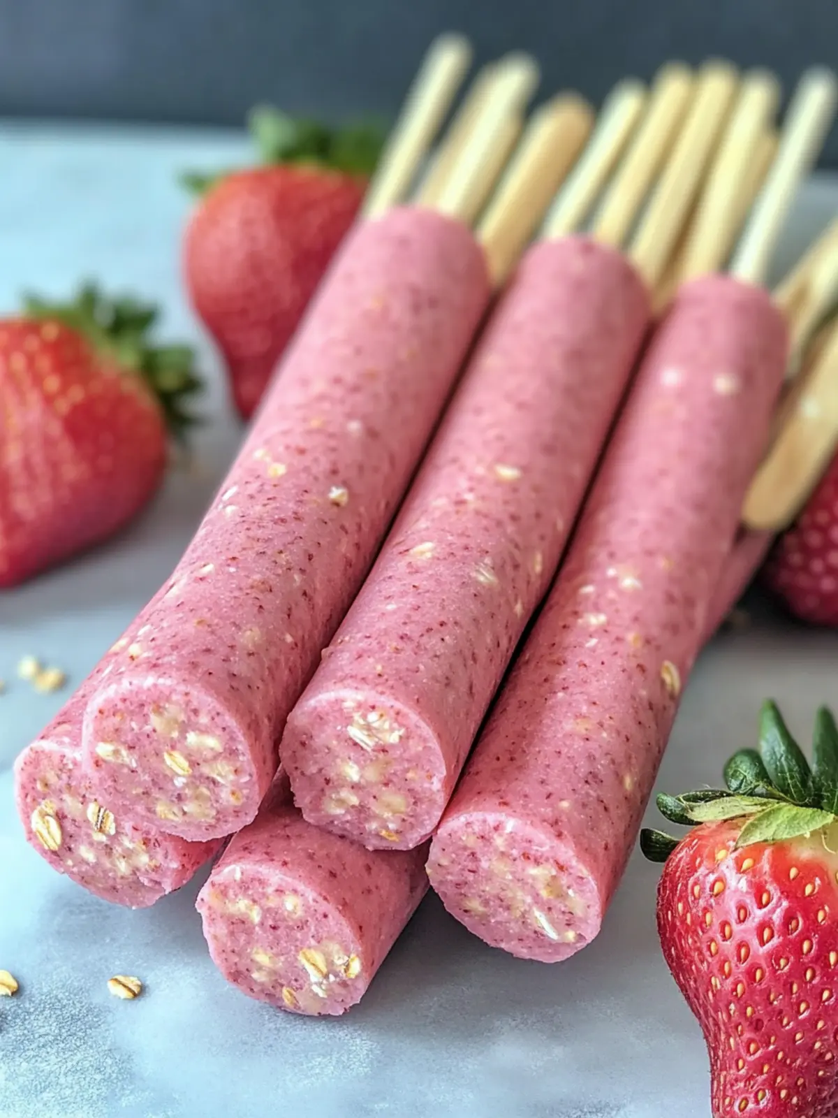 Homemade Strawberry Oat Smoothie Sticks Recipe for Dogs 3 Strawberry Oat Smoothie Sticks Recipe for Dogs