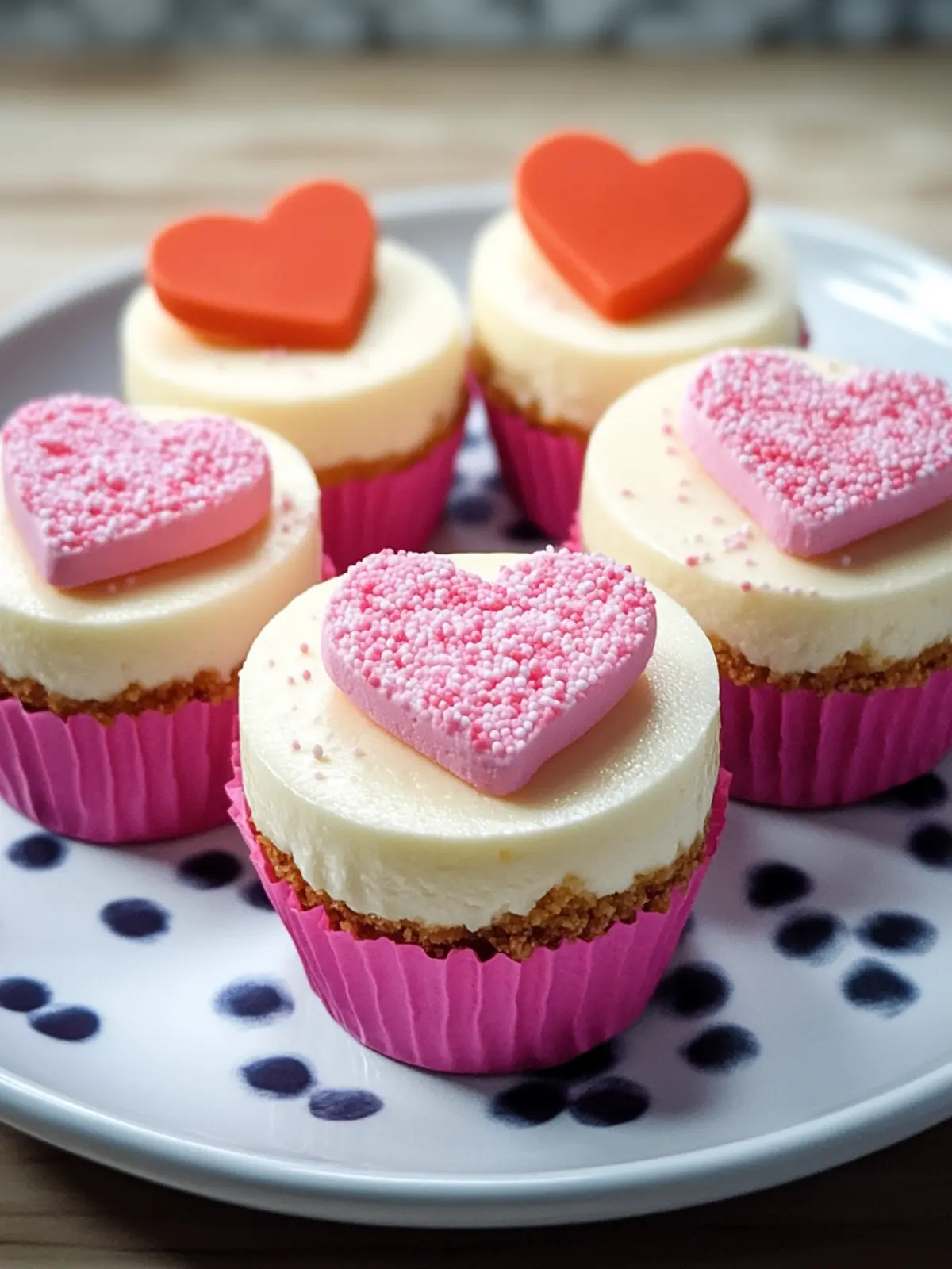 Conversation Heart Mini Cheesecakes: Sweet Bites of Joy! 2 Conversation Heart Mini Cheesecakes