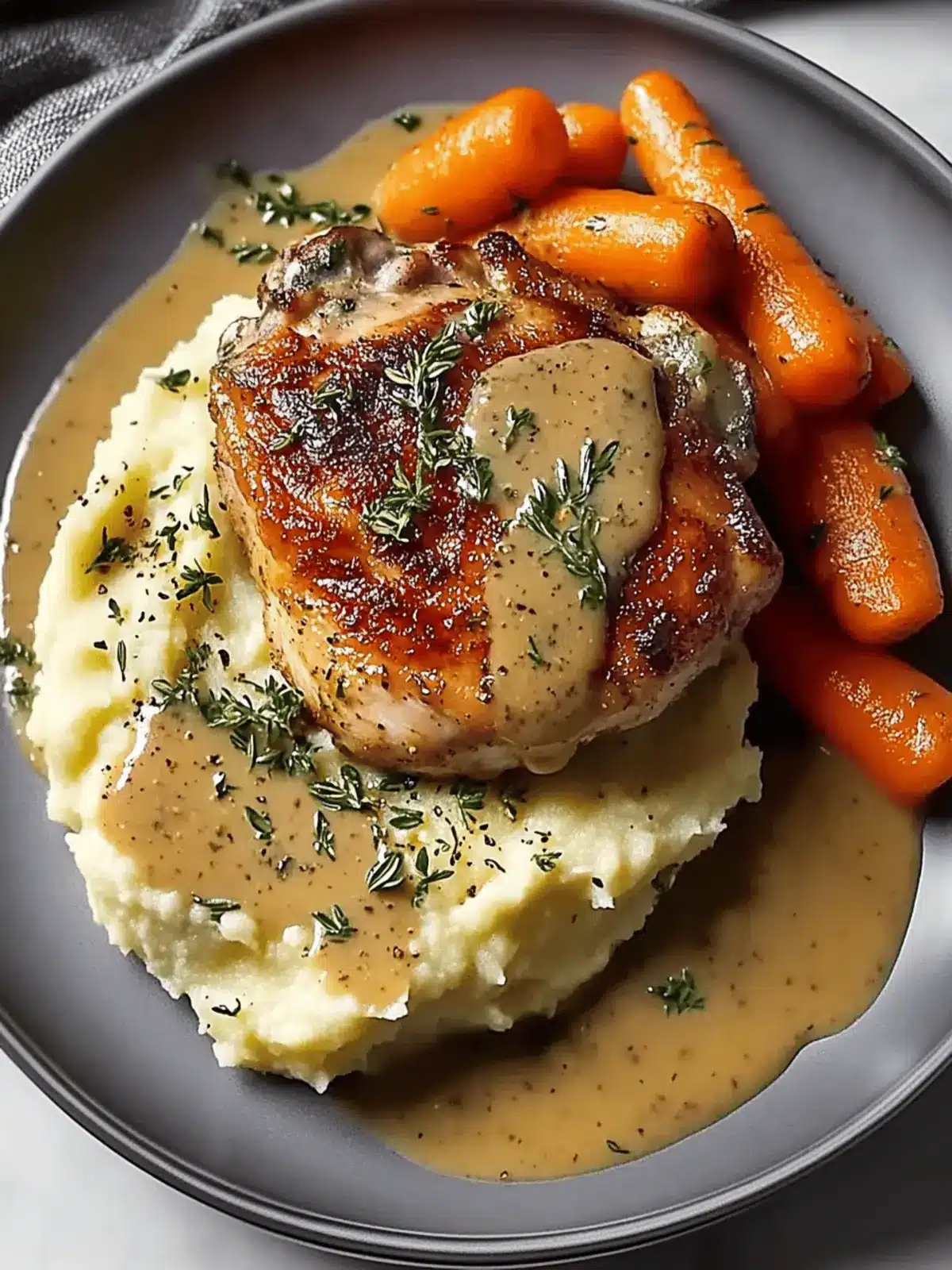 Delicious Creamy Herb Chicken Thighs with Carrots & Mash Recipe 4 Creamy Herb Chicken Thighs with Carrots & Mash Recipe