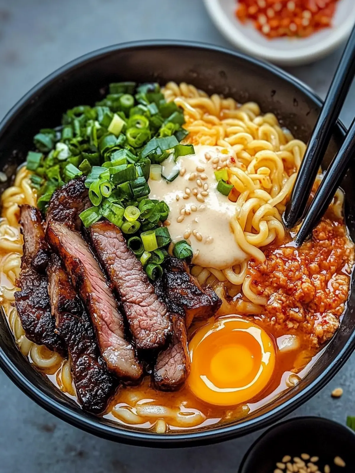 Spicy Korean Ramen with Grilled Beef & Creamy Sauce Magic 2 Spicy Korean Ramen with Grilled Beef & Creamy Sauce