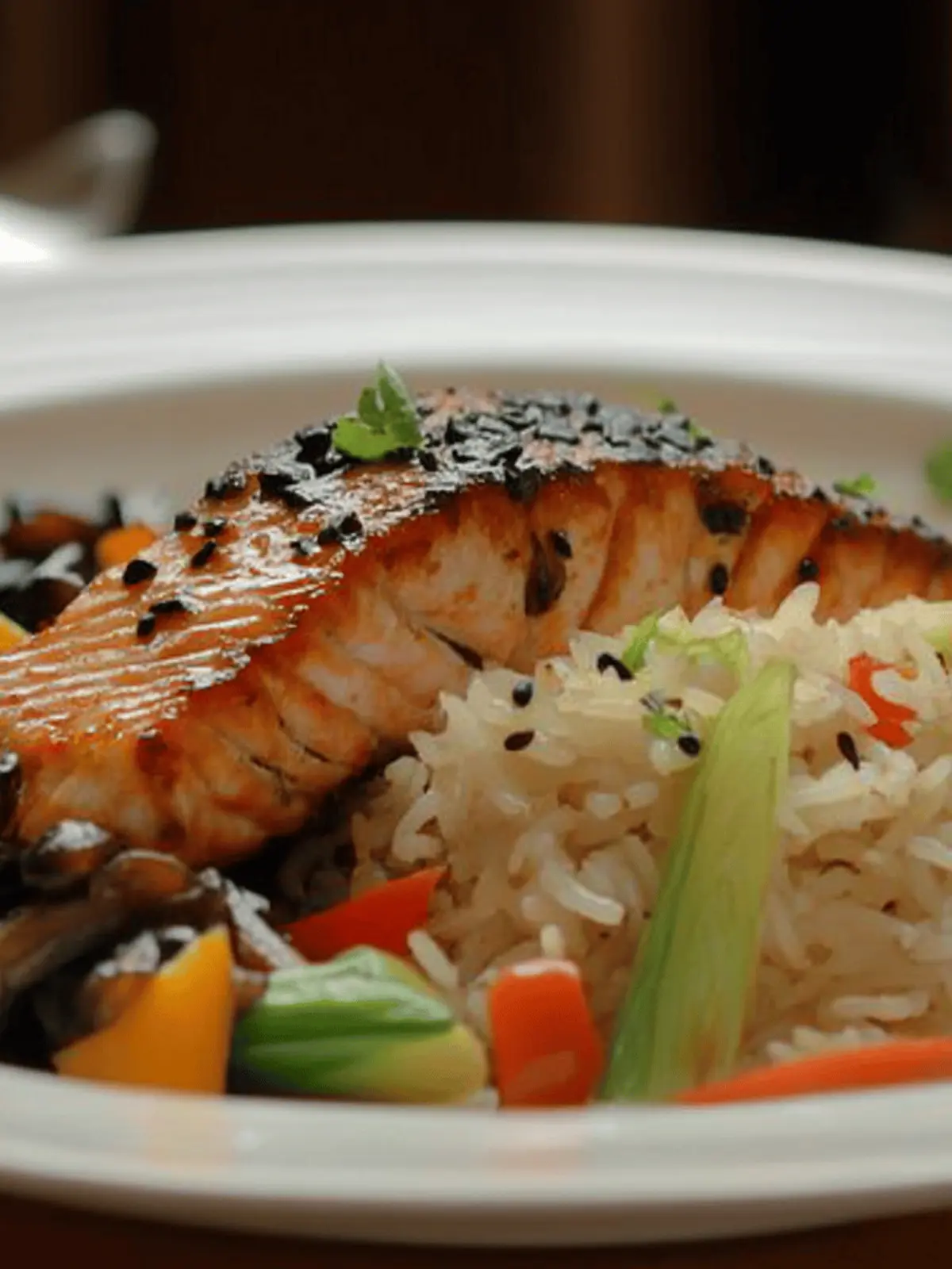 Savory Teriyaki Salmon with Shiitake Mushroom Rice Delight 4 Teriyaki Salmon with Shiitake Mushroom and Pepper Basmati Rice