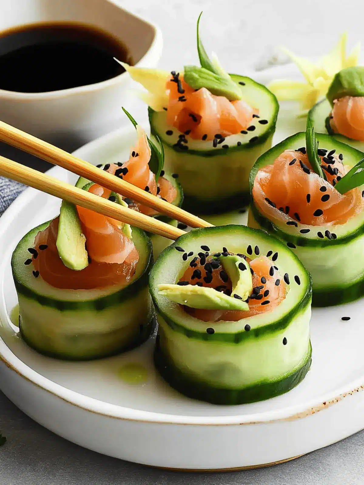 Smoked Salmon Cucumber Rolls with Avocado - Guilt-Free Delight 3 Smoked Salmon Cucumber Roll with Avocado