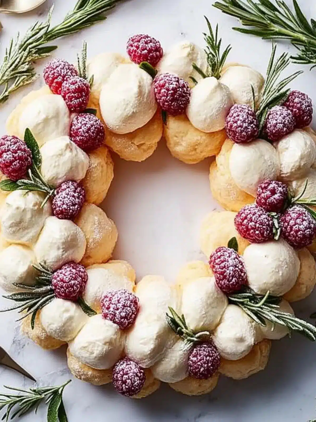 Delight Guests with a Festive Cream Puff Wreath Treat 3 Cream Puff Wreath