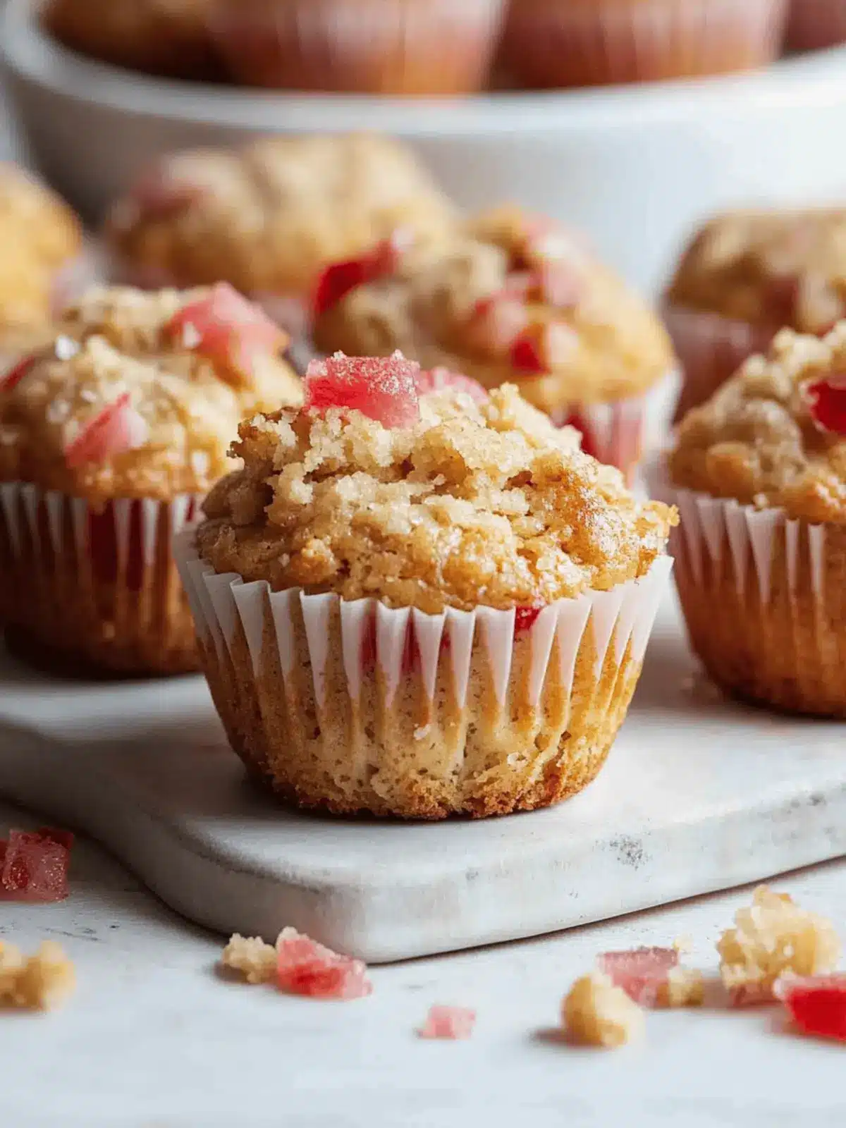 Moist Rhubarb Muffins with Crunchy Crumb Topping Delight 4 Rhubarb Muffins