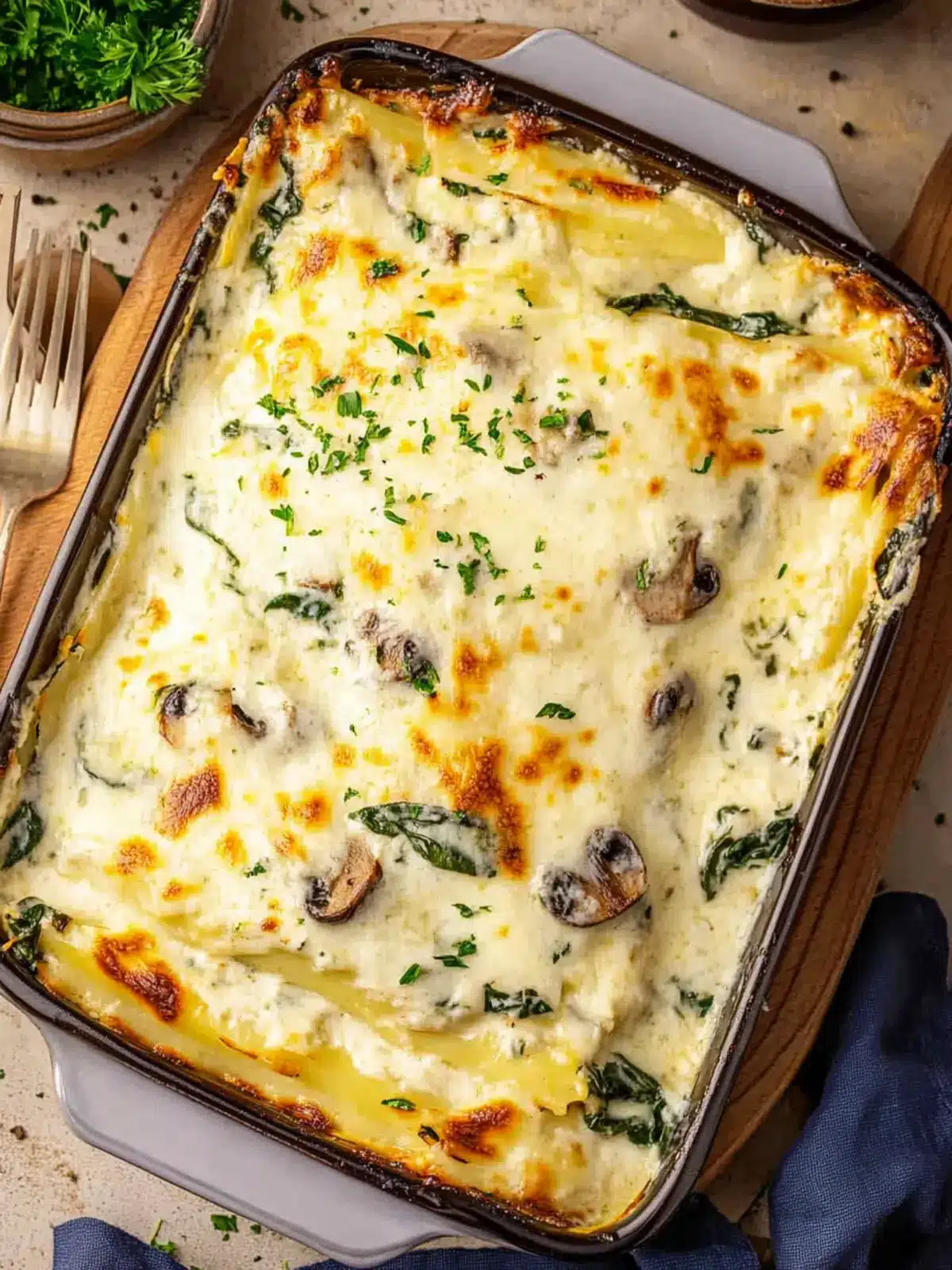 Delicious White Lasagna with Spinach and Mushrooms Awaits 2 White Lasagna with Spinach and Mushrooms