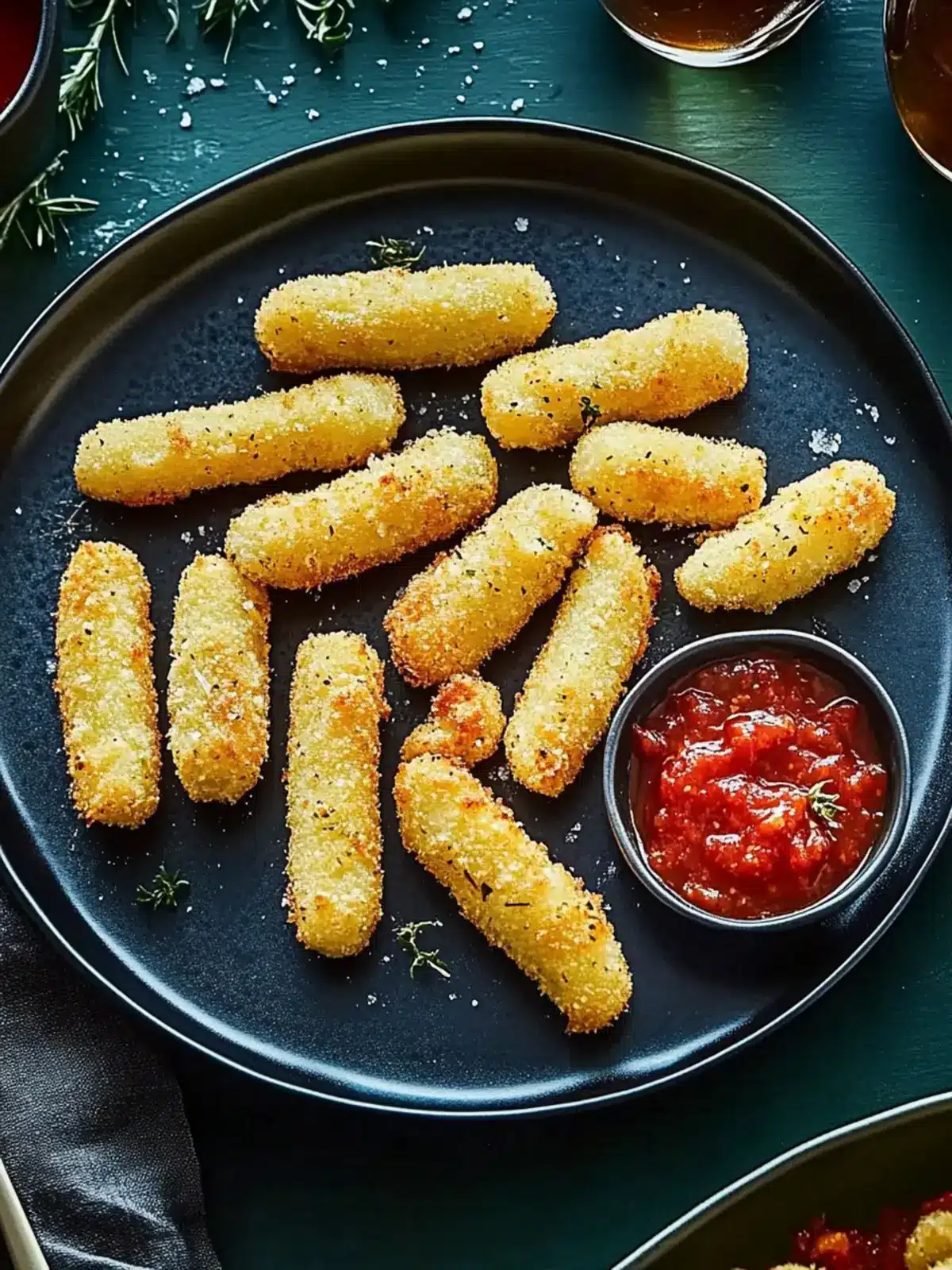 Crispy Mozzarella Sticks with Chilli Tomato Sauce Bliss 4 Mozzarella sticks with chilli tomato sauce