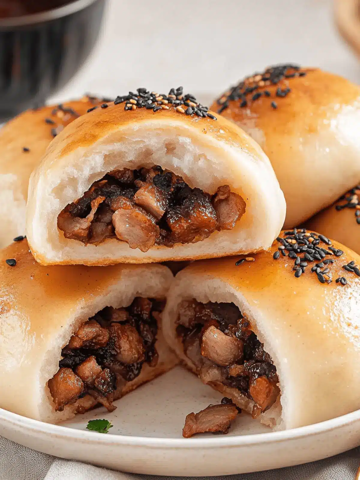 Fluffy Baked Char Siu Bao: Your New Dim Sum Favorite! 4 Baked Char Siu Bao (Chinese BBQ Pork Buns)