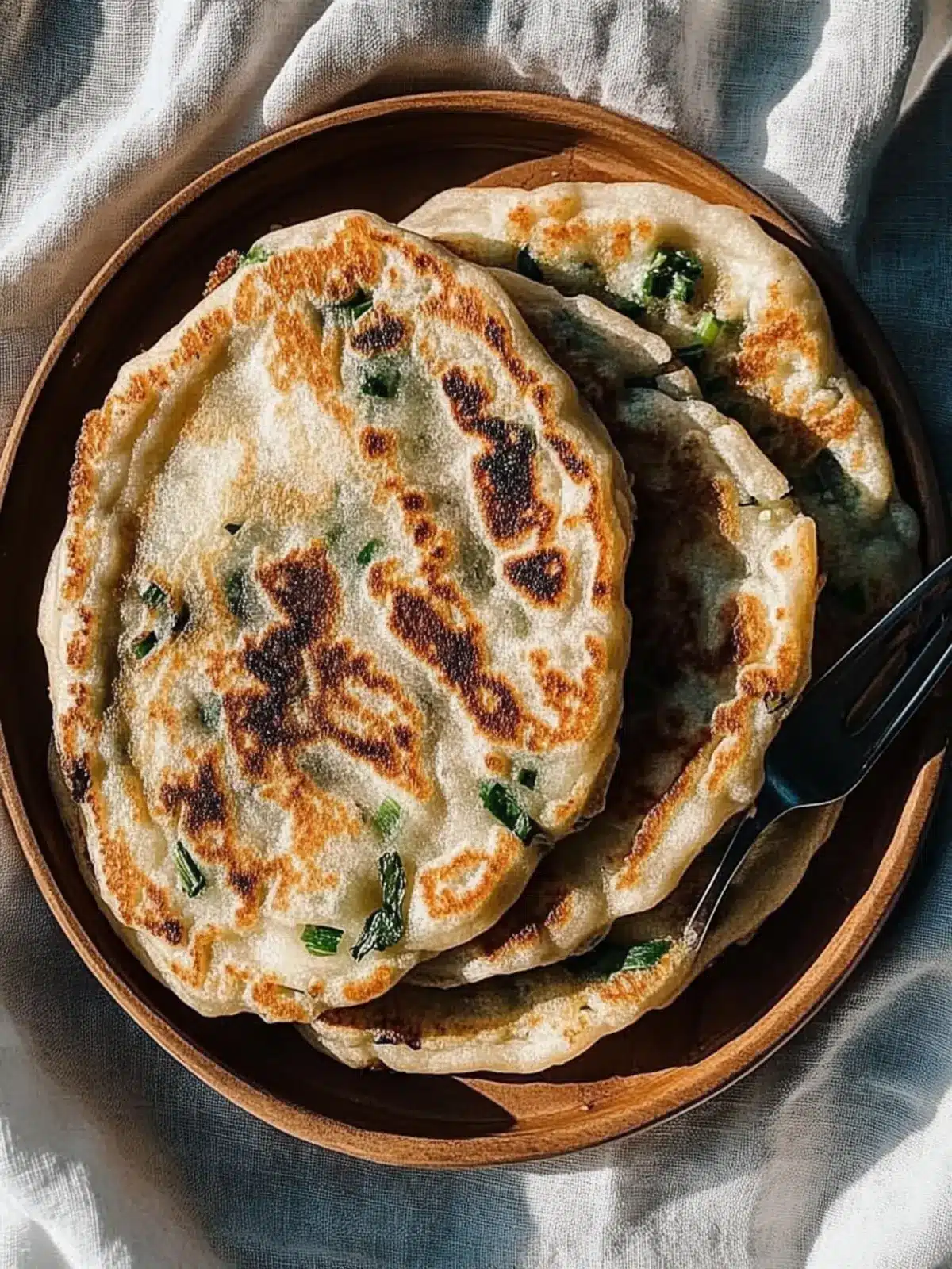 Crispy Scallion Pancakes with Irresistible Ginger Sauce 3 Scallion Pancakes