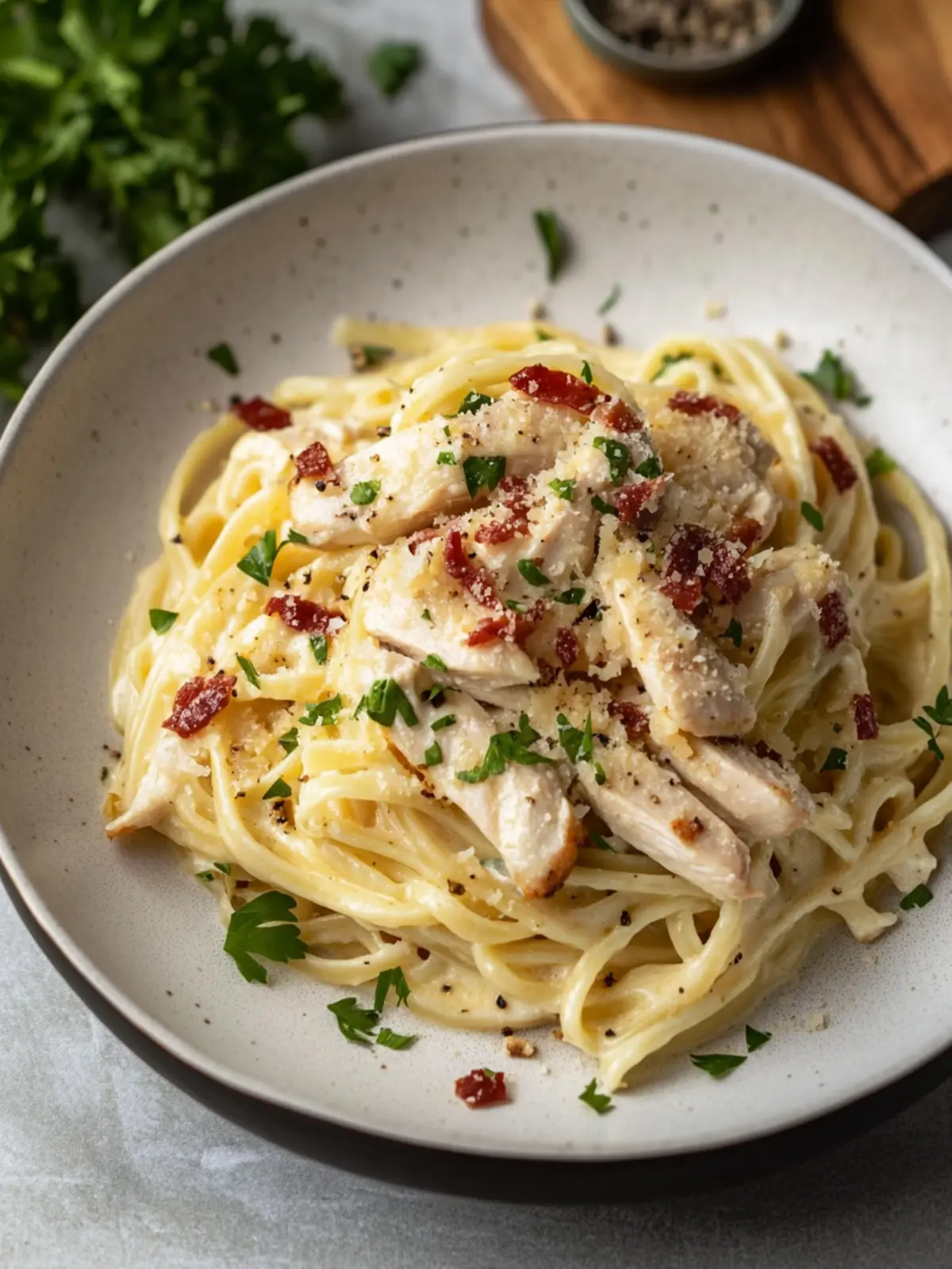 Delicious Chicken Carbonara with Turkey Bacon Twist 4 Chicken Carbonara