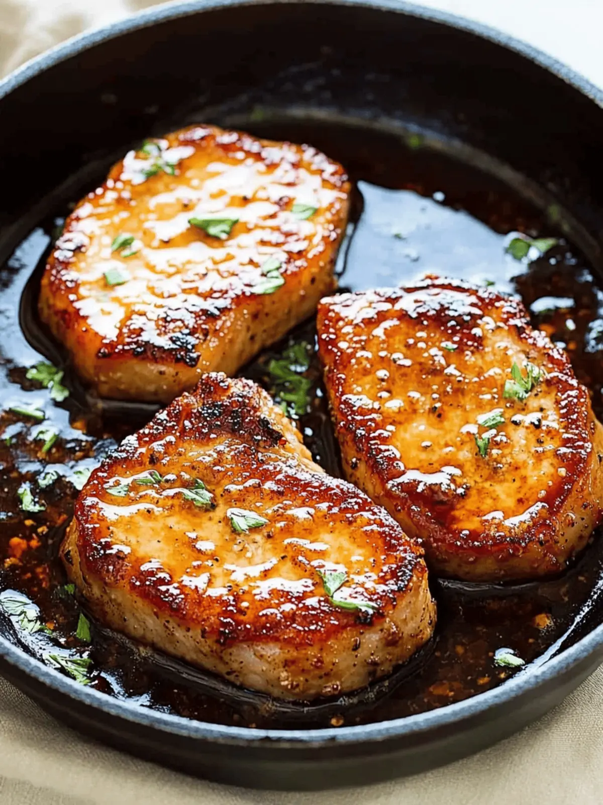 Quick & Juicy Boneless Pork Chops in Honey Garlic Sauce 3 Boneless Pork Chops