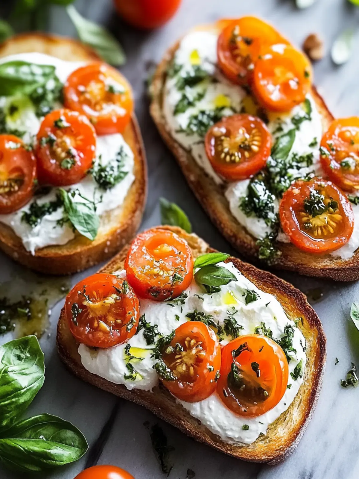 Marinated Tomato Toast with Creme Fraiche & Fresh Herbs Bliss 4 Marinated Tomato Toast with Creme Fraiche & Fresh Herbs Bliss