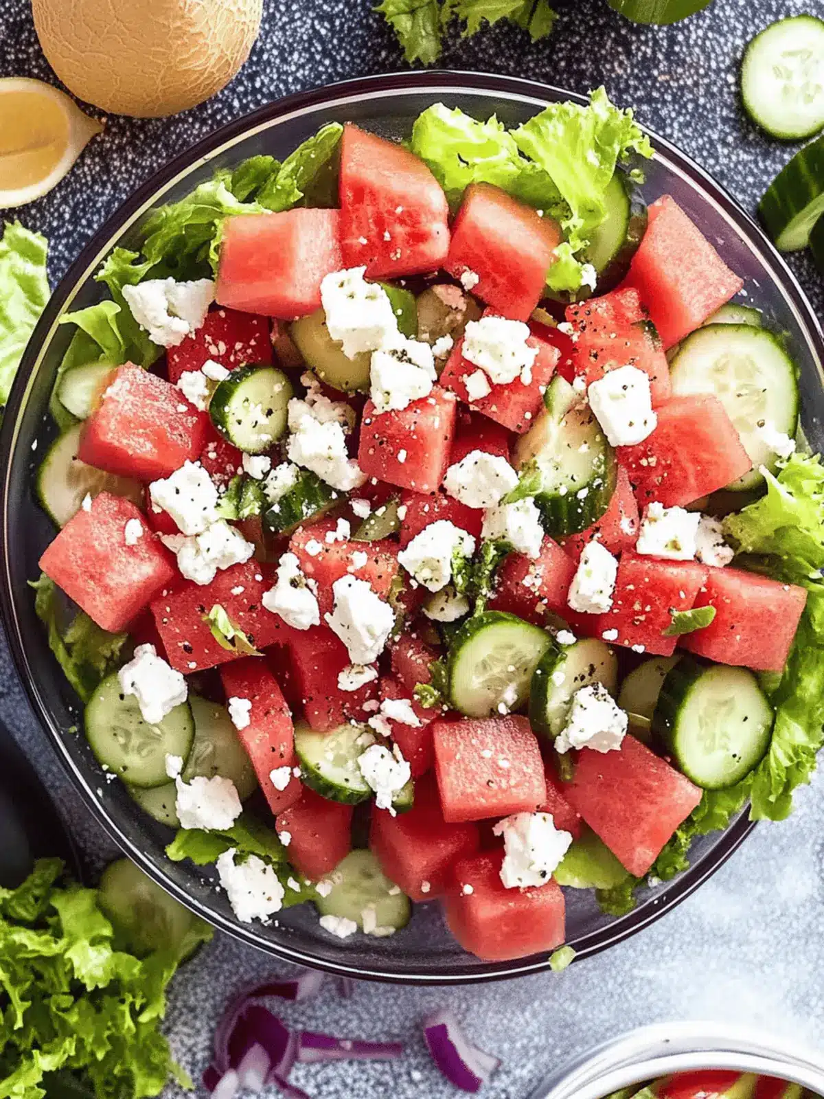 Cool Down with Watermelon Salad, Cucumber, and Feta Cheese 2 Cool Down with Watermelon Salad, Cucumber, and Feta Cheese