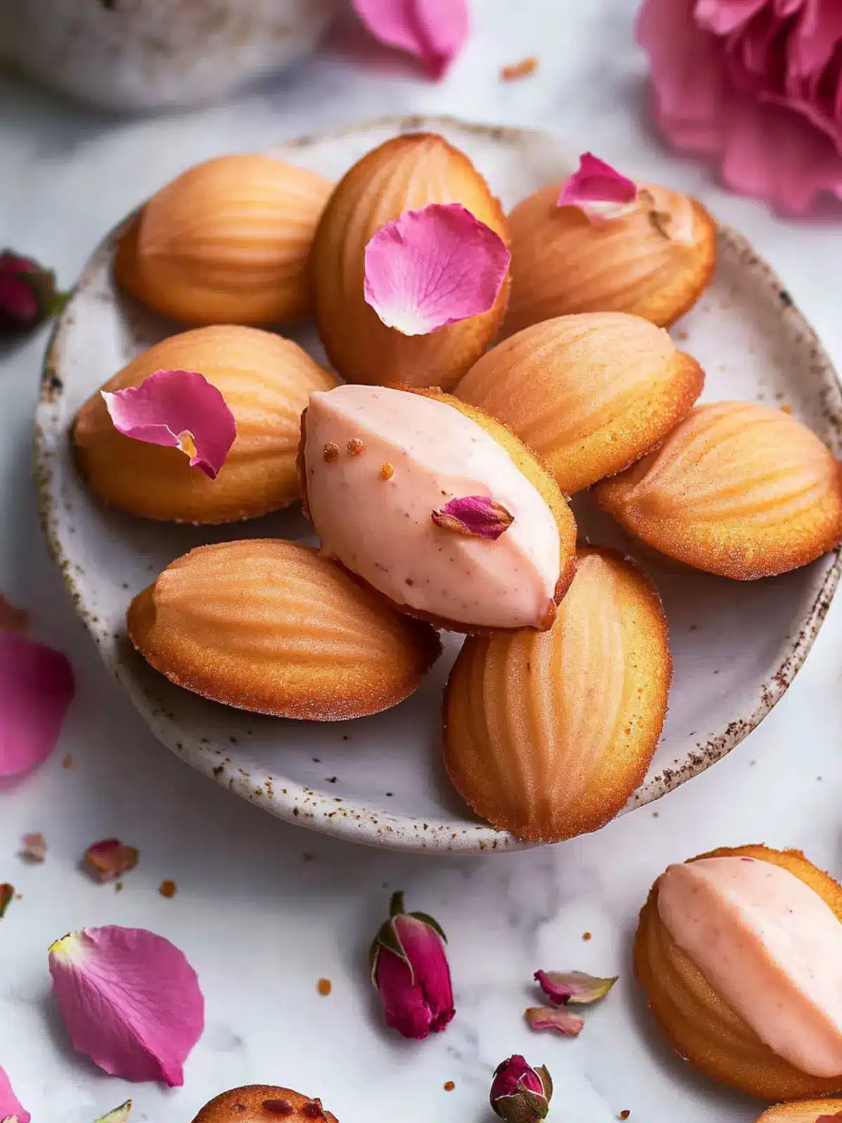 Delightful Rose Madeleines with a Floral Glaze Twist 3 Rose Madeleines