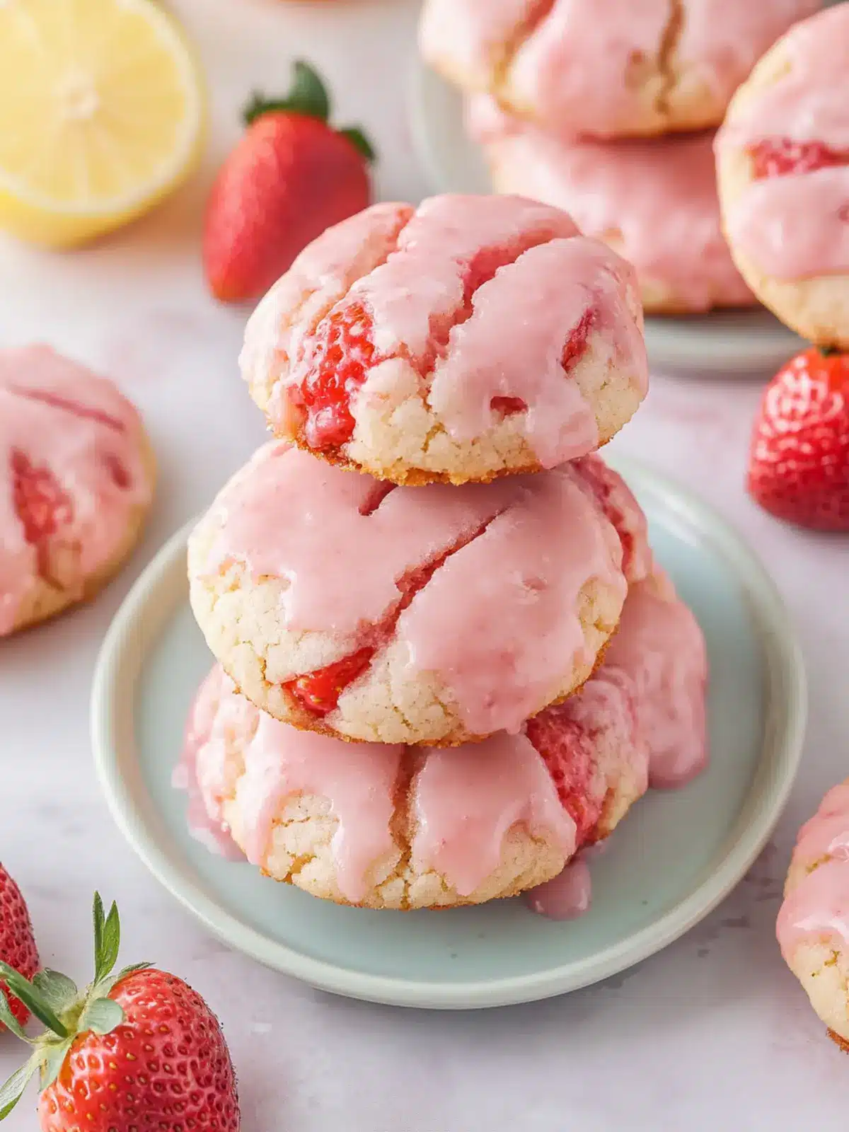 Decadent Strawberry Cake Mix Cookies with Lemon Glaze Delight 3 Strawberry Cake Mix Cookies with Strawberry Lemon Glaze