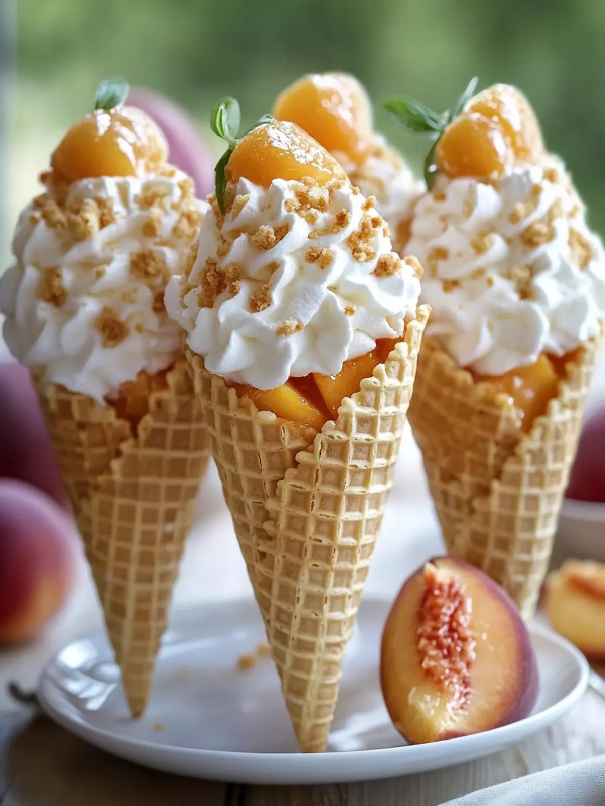 Peach Cobbler Cheesecake Cones: Your Sweet Summer Escape 4 Peach Cobbler Cheesecake Cones