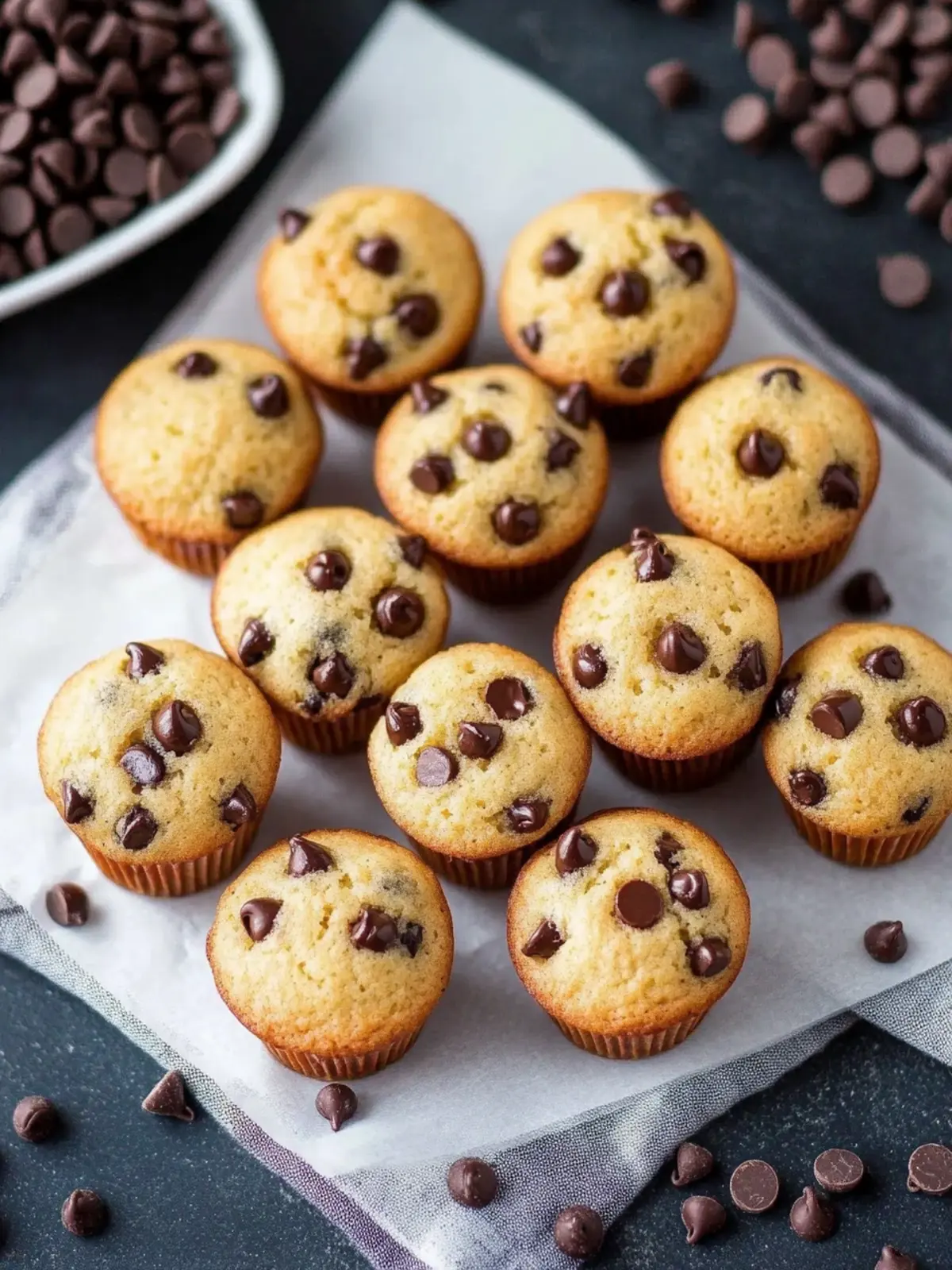Mini Chocolate Chip Muffins: Quick, Healthy Delight for All! 2 Mini Chocolate Chip Muffins