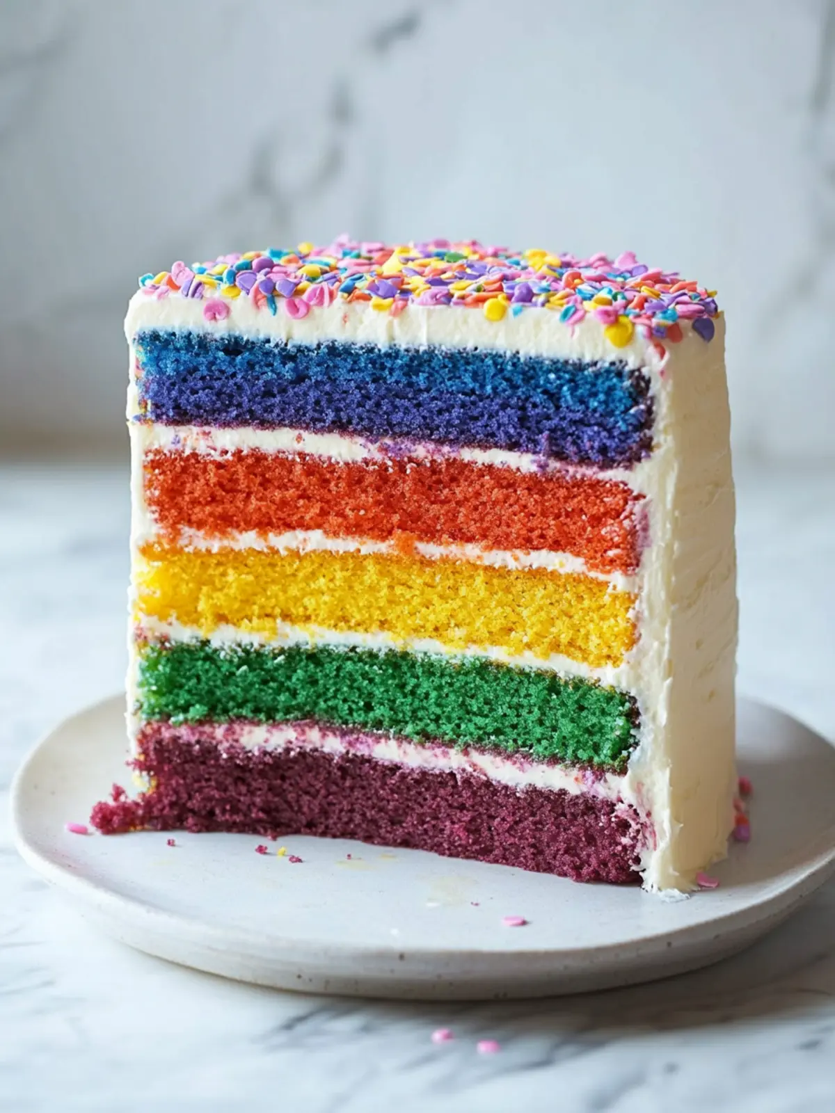 Delightful Rainbow Layer Cake with Fudgy Chocolate Frosting 3 Rainbow Layer Cake