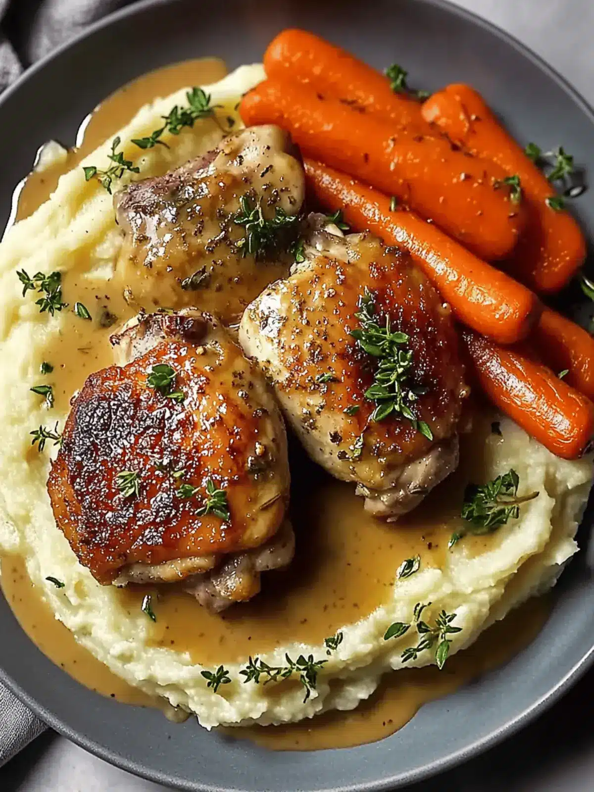 Delicious Creamy Herb Chicken Thighs with Carrots & Mash Recipe 2 Creamy Herb Chicken Thighs with Carrots & Mash Recipe