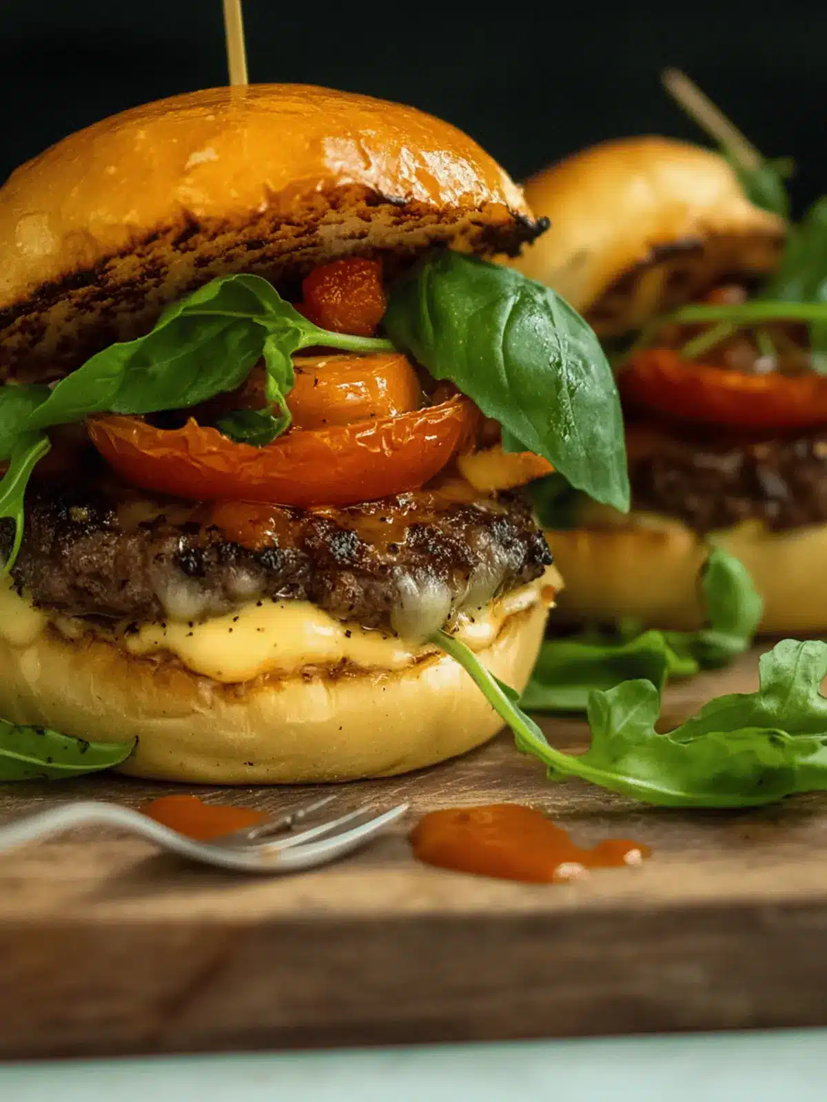 Roasted Tomato Burgers with Garlic Mayo and Gouda Bliss 3 Roasted Tomato Burgers with Garlic Mayo and Gouda