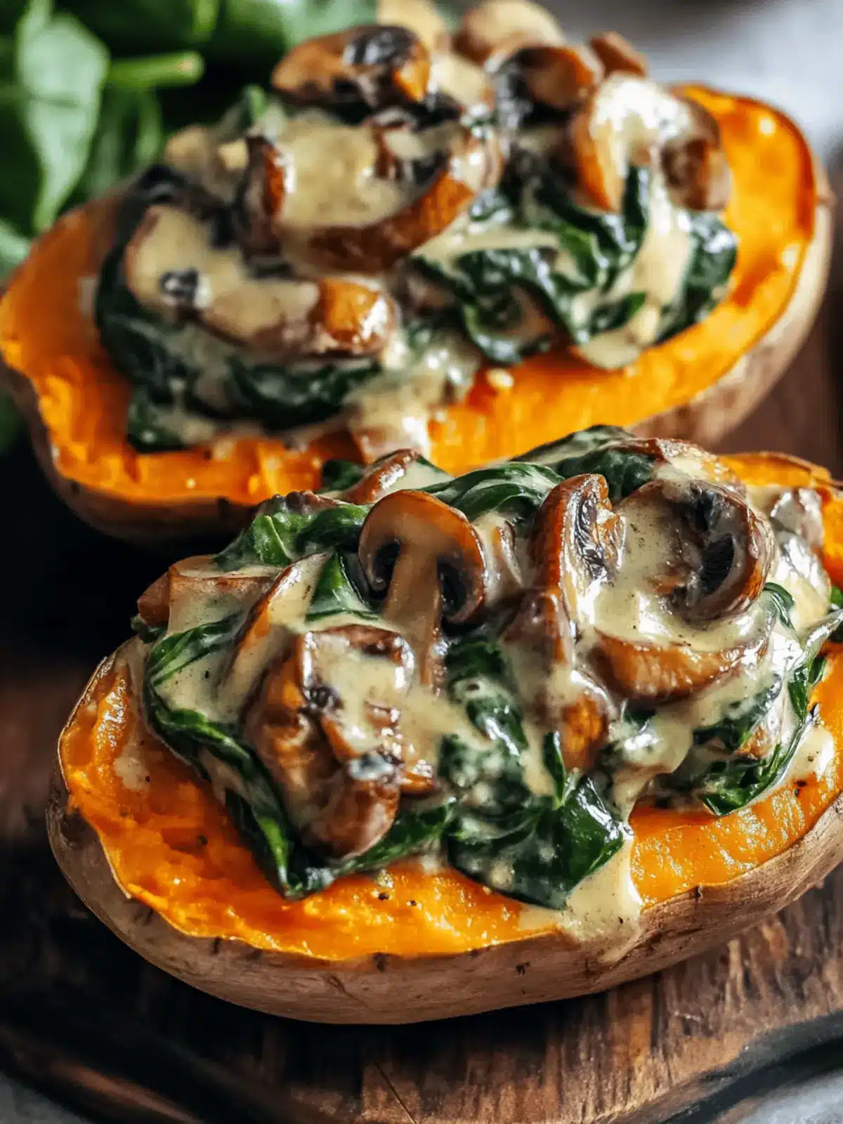 Savor Creamy Mushroom and Spinach Stuffed Sweet Potatoes Today 4 Creamy Mushroom and Spinach Stuffed Sweet Potatoes