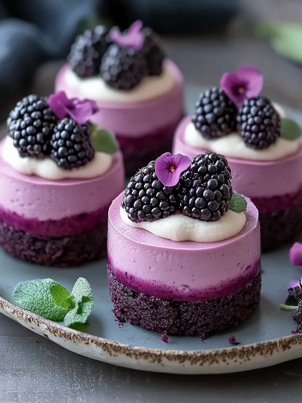 Mini Blackberry Mousse Cakes: Luxurious Delights Made Easy 3 Mini Blackberry Mousse Cakes