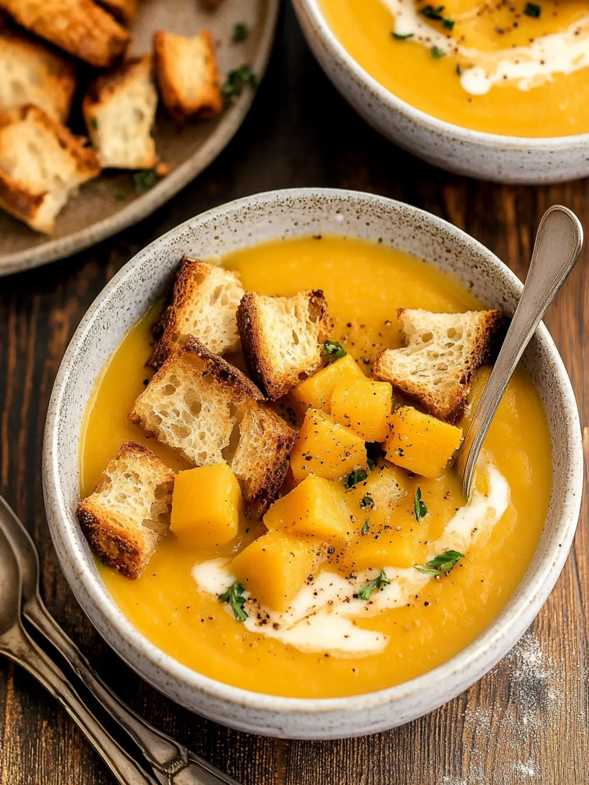 Vegan Butternut Squash Apple Soup with Crunchy Sourdough Croutons 3 Vegan Butternut Squash Apple Soup with Sourdough Croutons