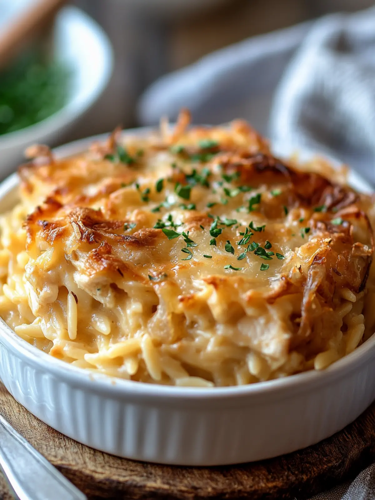 French Onion Chicken Orzo Casserole for Cozy Weeknight Dinners 2 French Onion Chicken Orzo Casserole