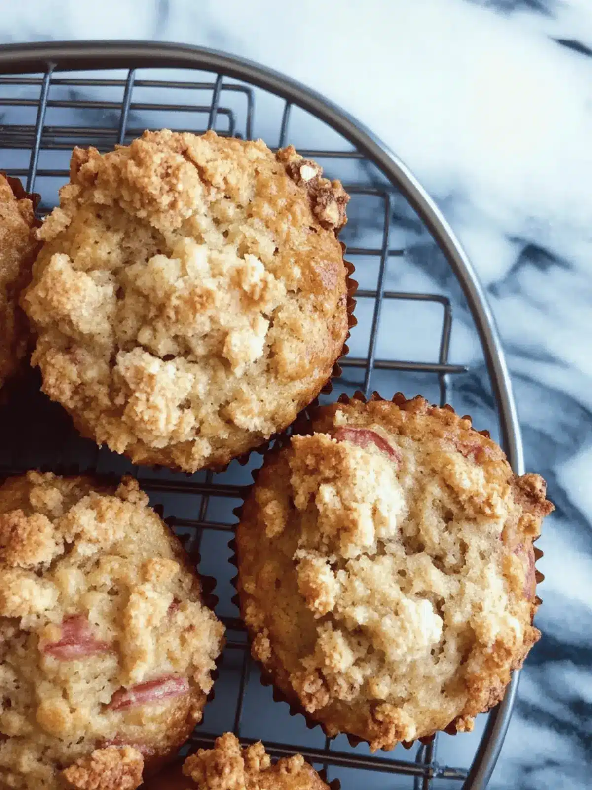 Zesty Lemon Rhubarb Spelt Muffins with Crunchy Streusel 4 Lemon Rhubarb Spelt Muffins with Streusel