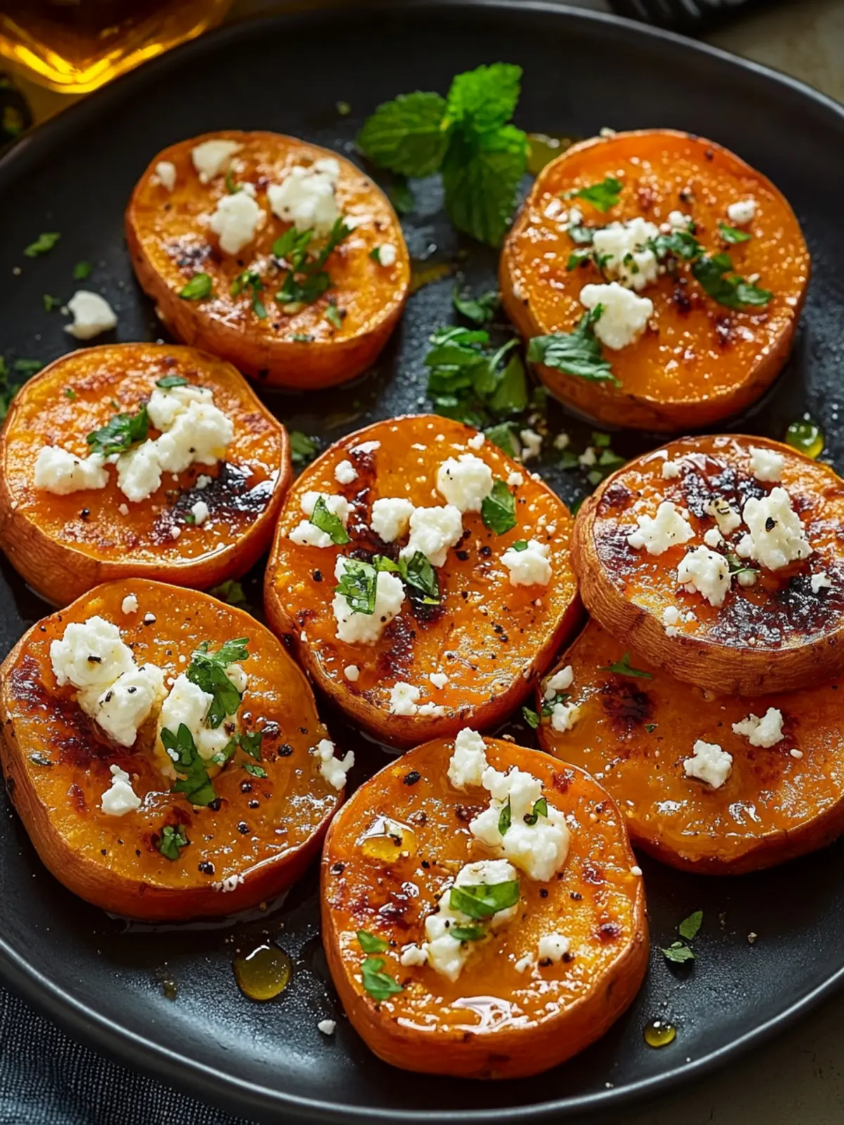 Delicious Roasted Sweet Potato Rounds with Honey & Feta Magic 2 Roasted Sweet Potato Rounds with Honey & Feta