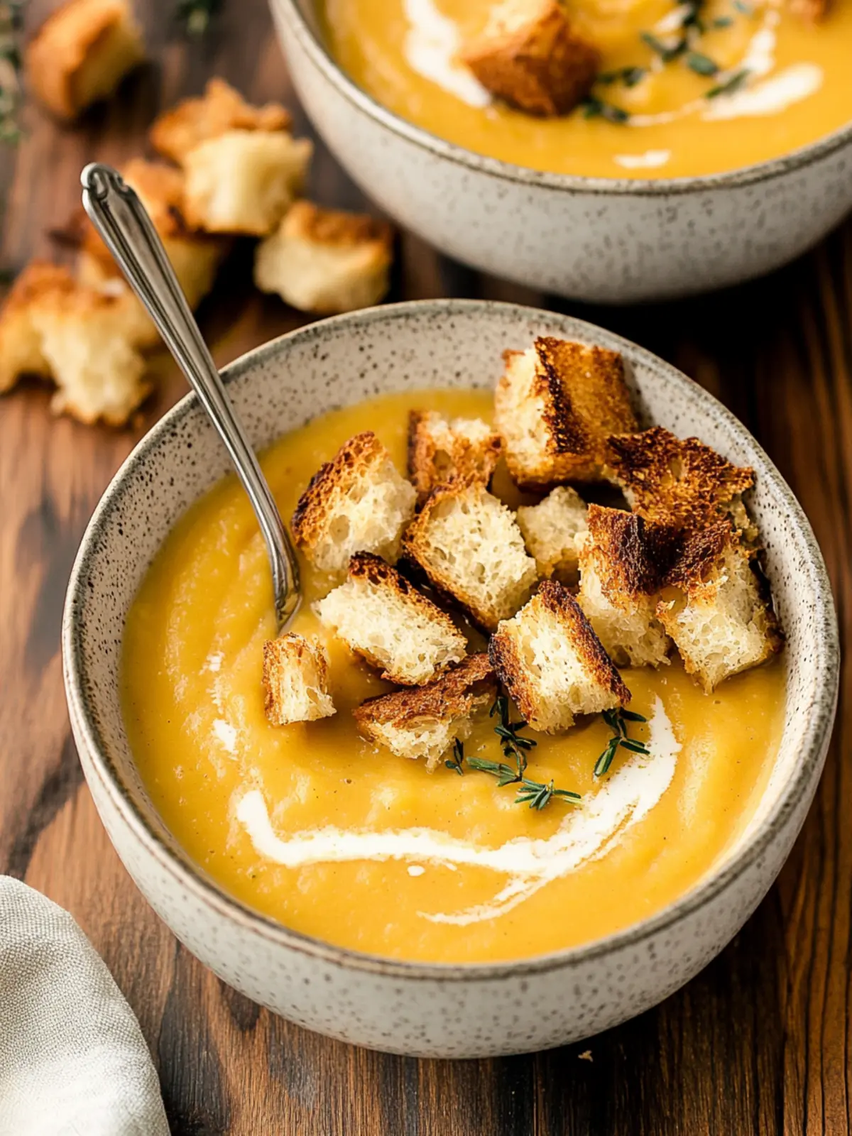 Vegan Butternut Squash Apple Soup with Crunchy Sourdough Croutons 4 Vegan Butternut Squash Apple Soup with Sourdough Croutons