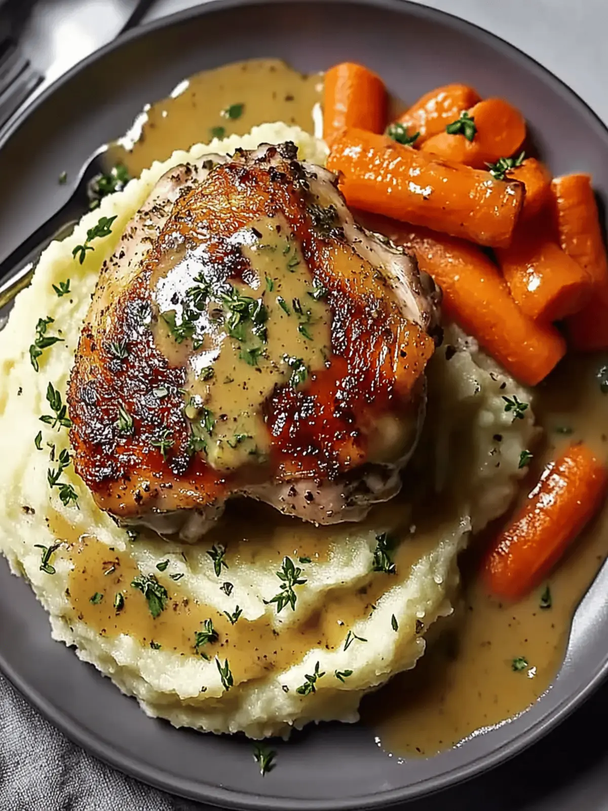 Delicious Creamy Herb Chicken Thighs with Carrots & Mash Recipe 3 Creamy Herb Chicken Thighs with Carrots & Mash Recipe
