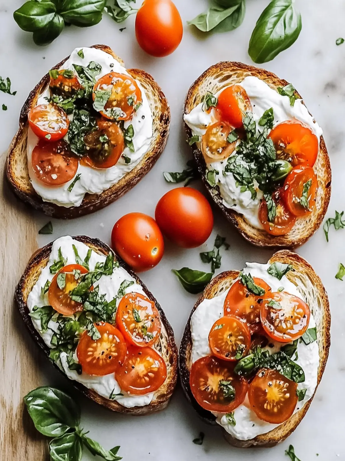 Marinated Tomato Toast with Creme Fraiche & Fresh Herbs Bliss 3 Marinated Tomato Toast with Creme Fraiche & Fresh Herbs Bliss