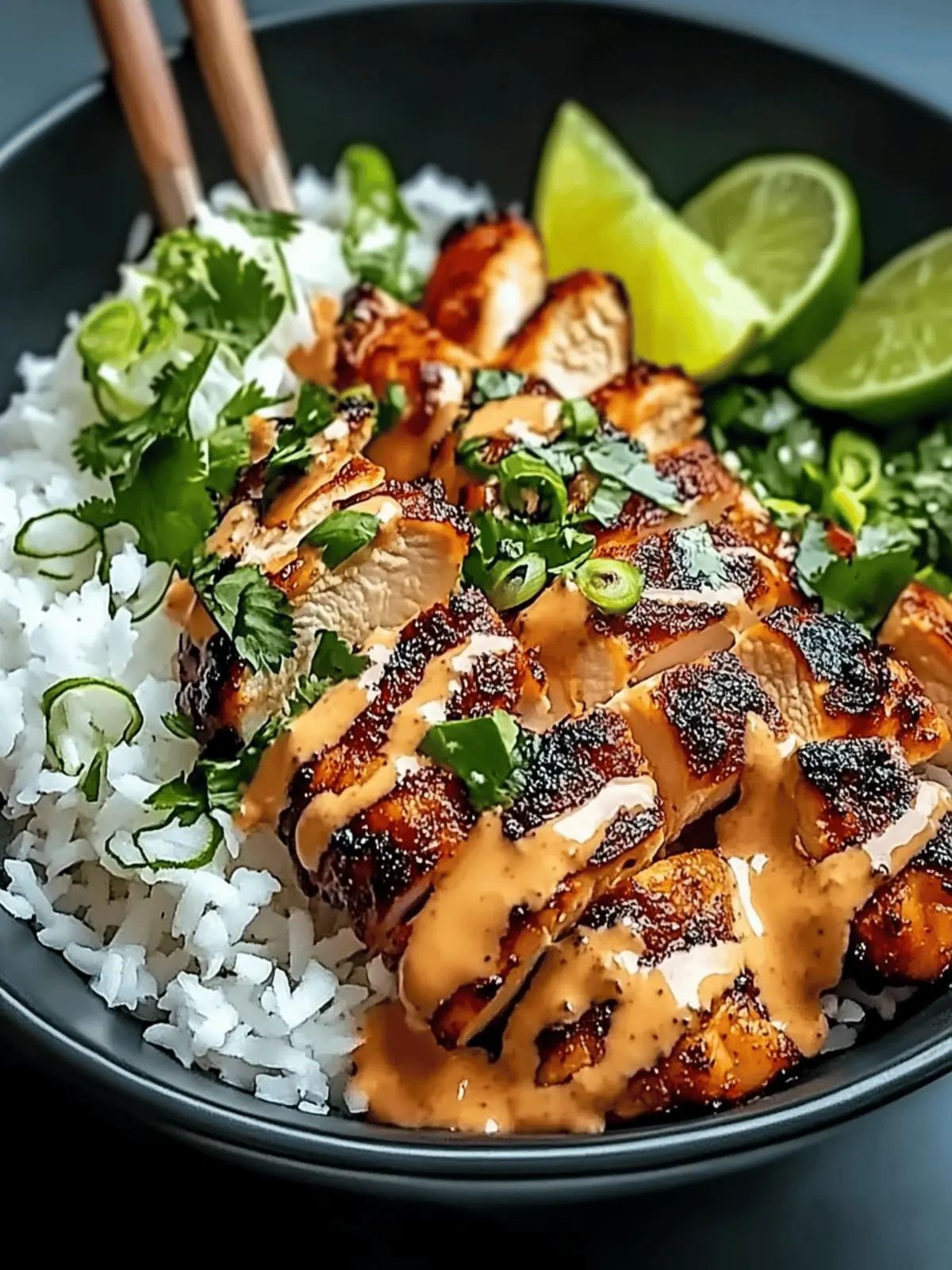 Sweet Chili Chicken Bowl with Coconut Lime Drizzle Bliss 3 Sweet Chili Chicken Bowl with Coconut Lime Drizzle